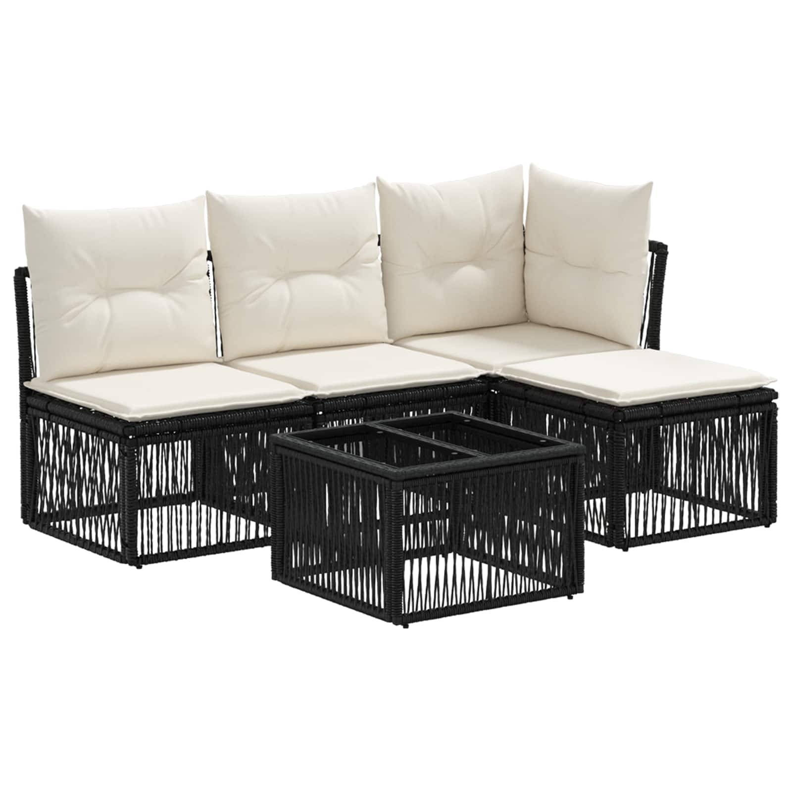 vidaXL Gartensofa-set 5 pcs Schwarz Poly-Rattan