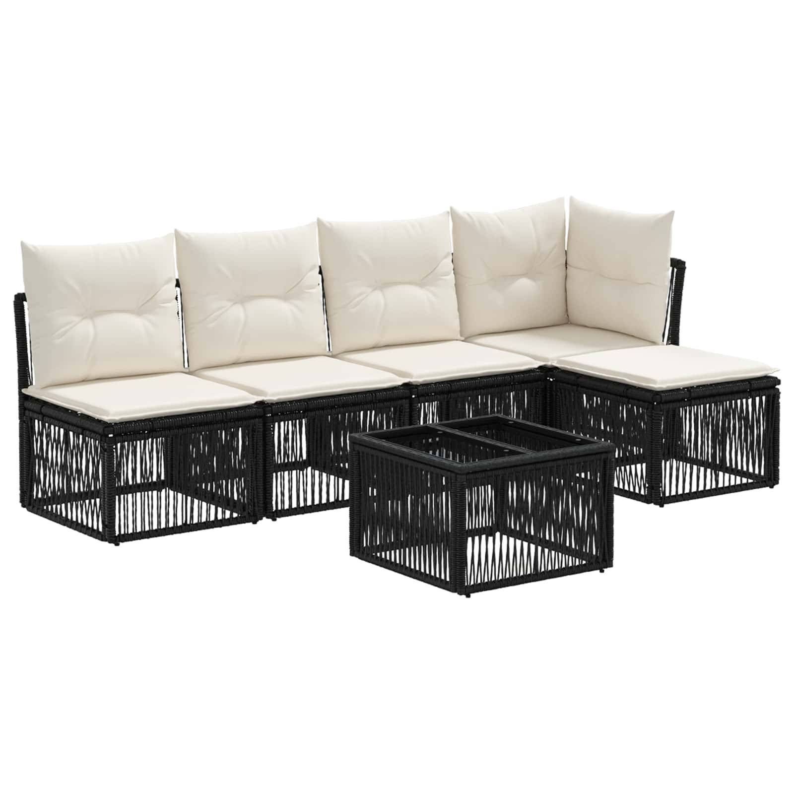 vidaXL Gartensofa-set 6 pcs Schwarz Poly-Rattan