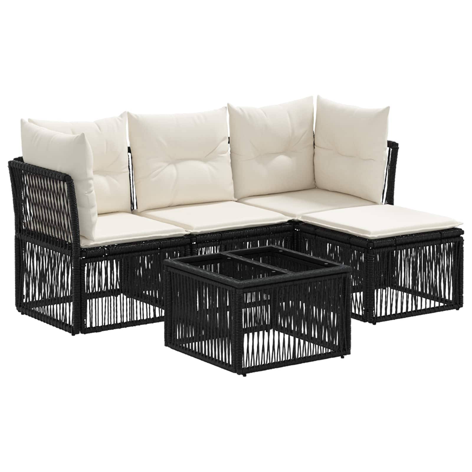 vidaXL Gartensofa-set 5 pcs Schwarz Poly-Rattan
