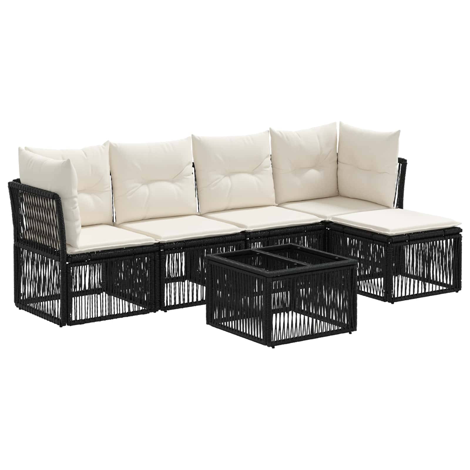 vidaXL Gartensofa-set 6 pcs Schwarz Poly-Rattan