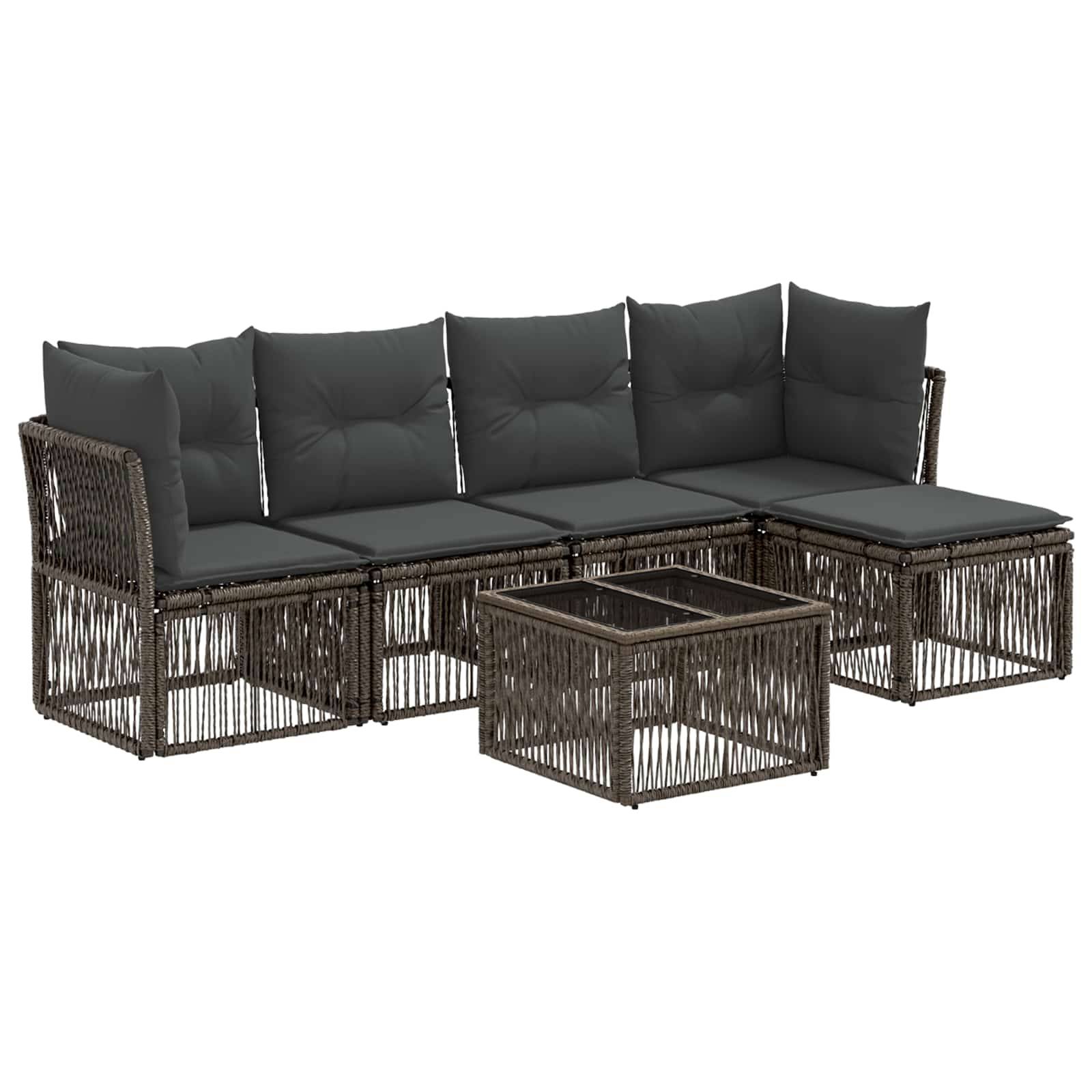 vidaXL Gartensofa-set 6 pcs Grau Poly-Rattan