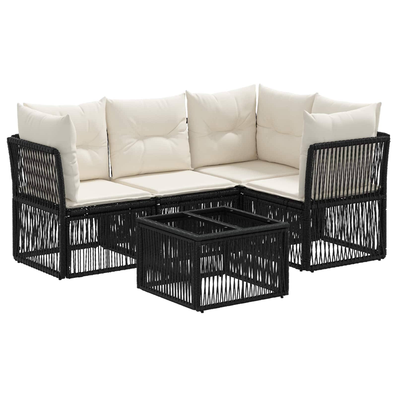 vidaXL Gartensofa-set 5 pcs Schwarz Poly-Rattan