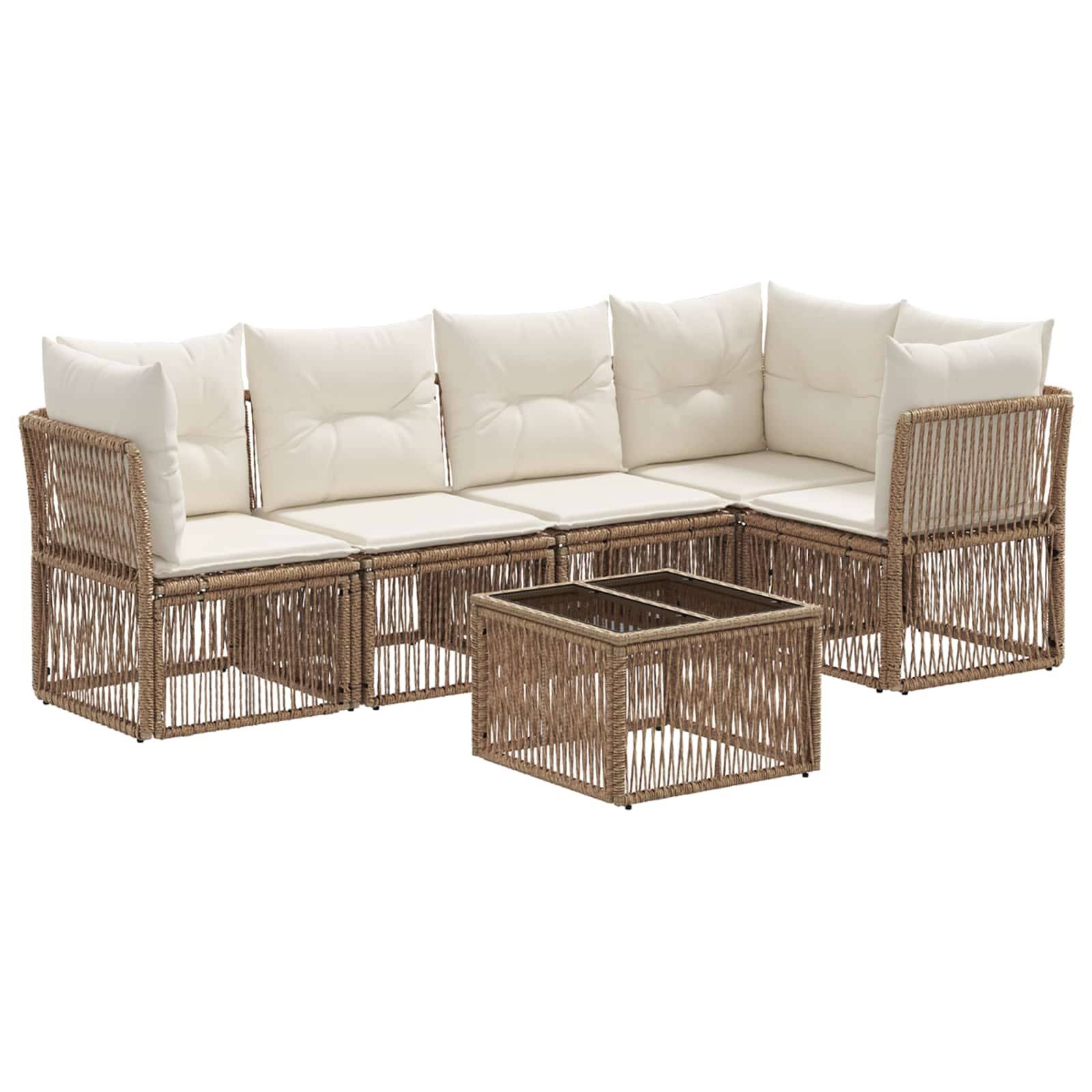 vidaXL Gartensofa-set 6 pcs Beige Poly-Rattan