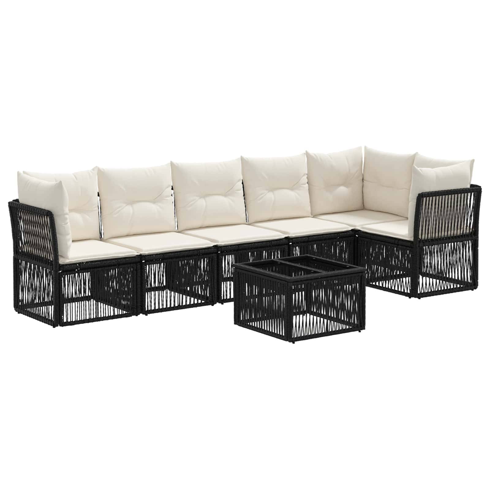 vidaXL Gartensofa-set 7 pcs Schwarz Poly-Rattan