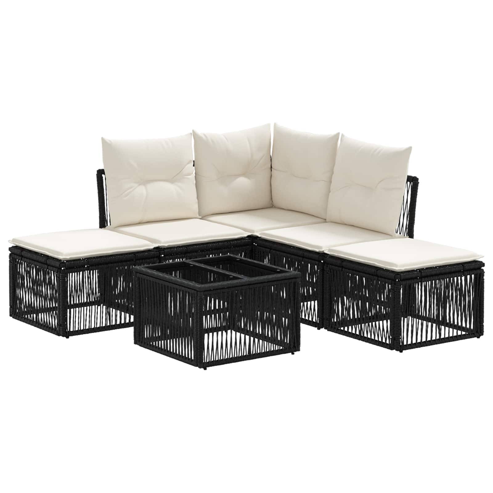 vidaXL Gartensofa-set 6 pcs Schwarz Poly-Rattan