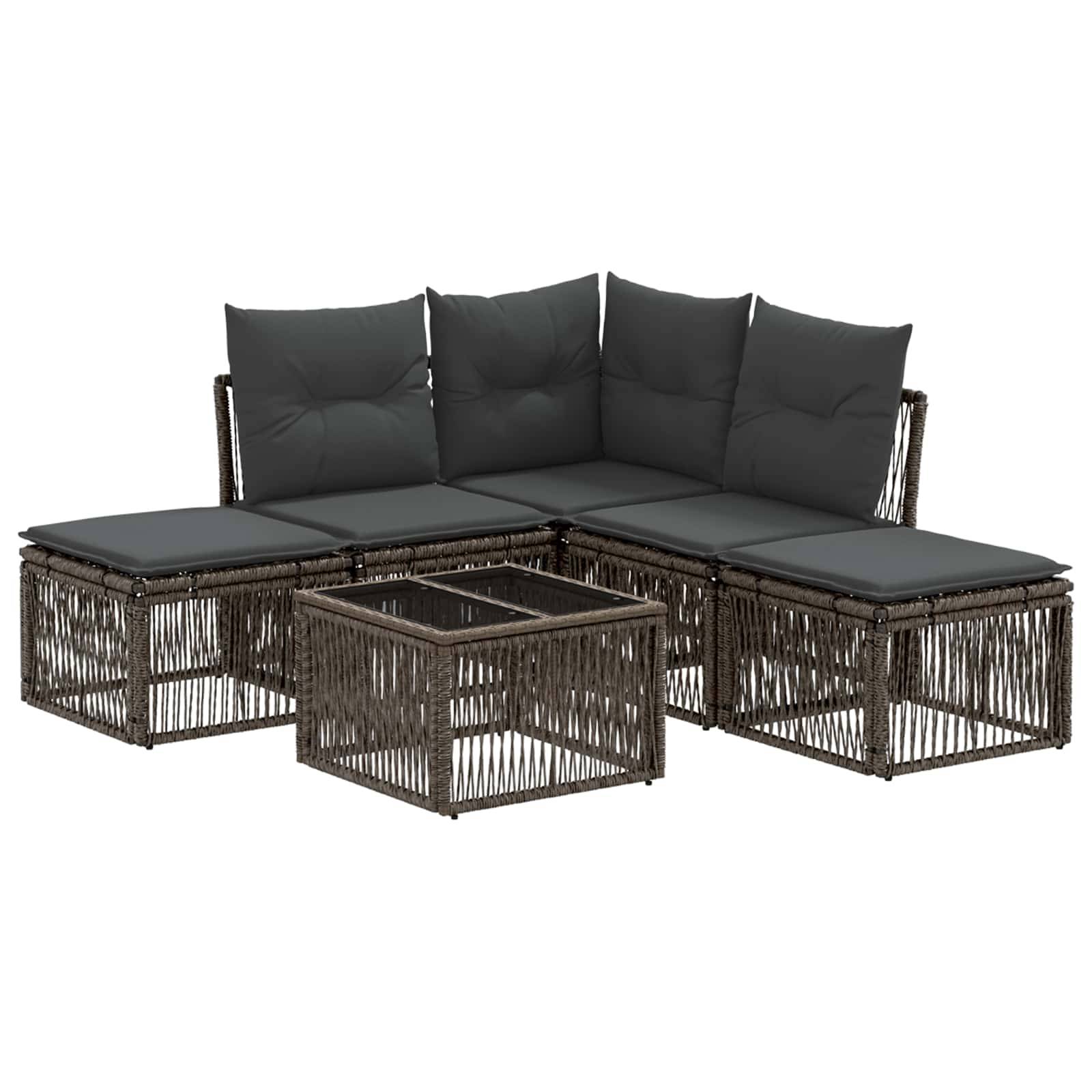 vidaXL Gartensofa-set 6 pcs Grau Poly-Rattan