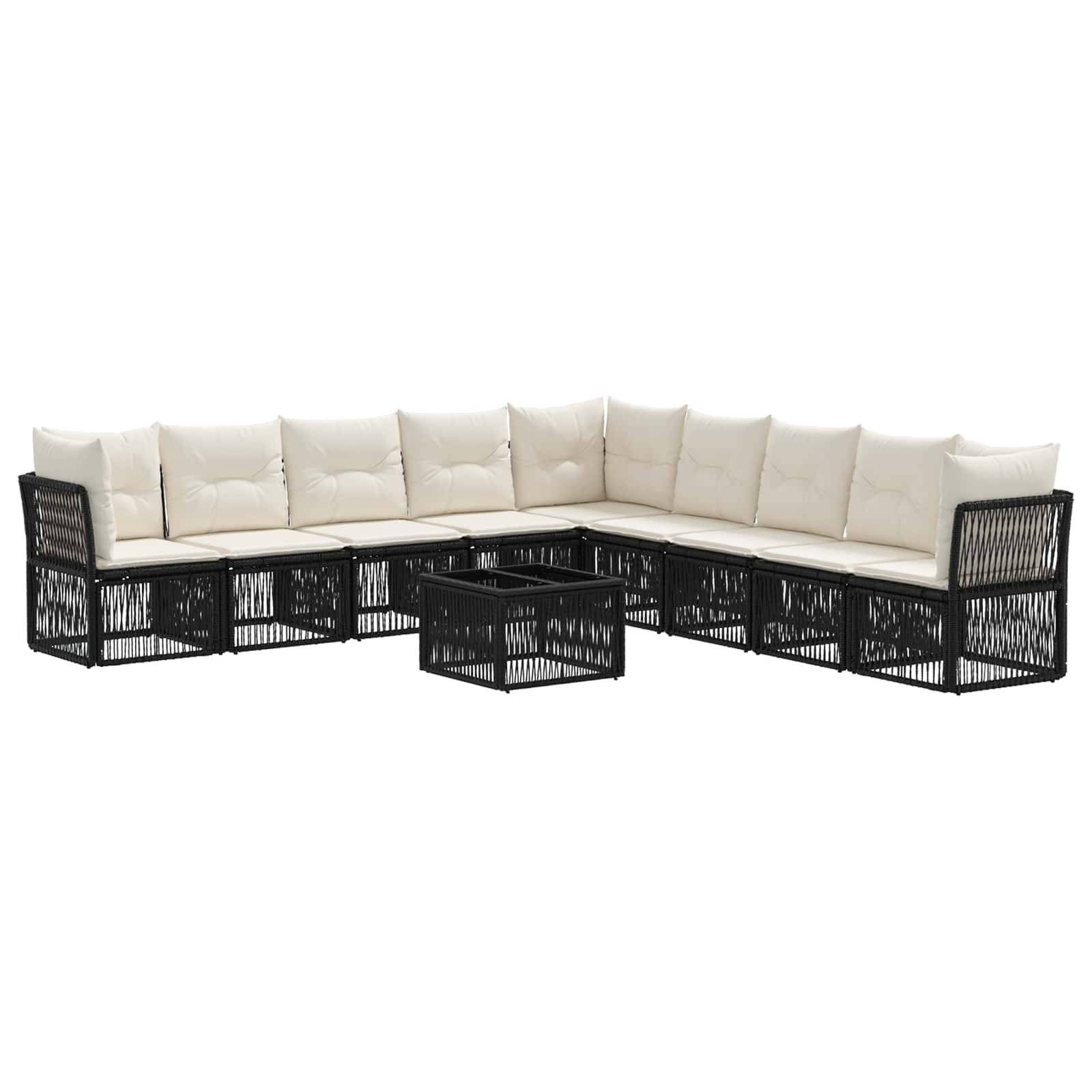 vidaXL Gartensofa-set 10 pcs Schwarz Poly-Rattan