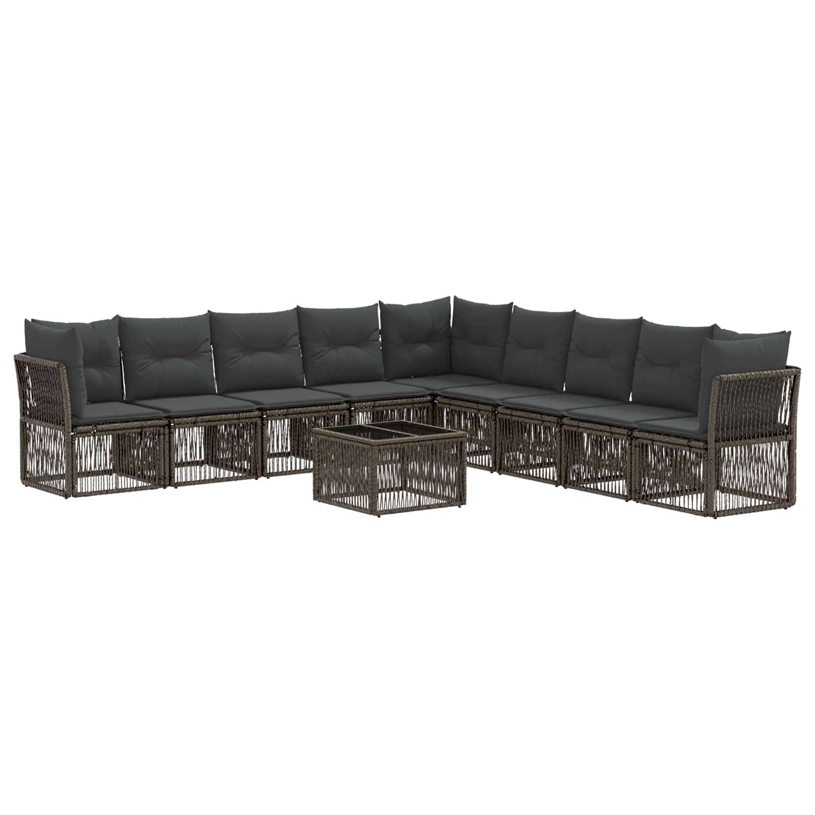 vidaXL Gartensofa-set 10 pcs Grau Poly-Rattan