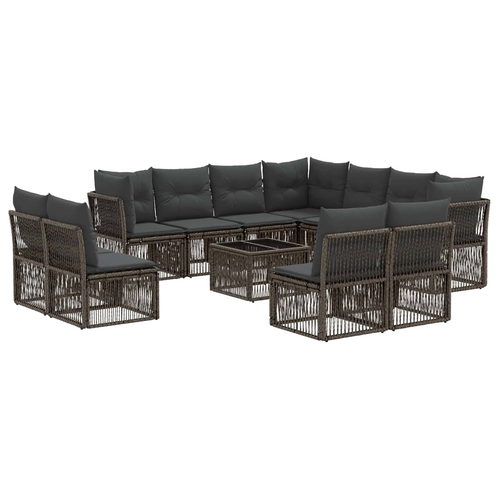 vidaXL Gartensofa-set 12 pcs Grau Poly-Rattan