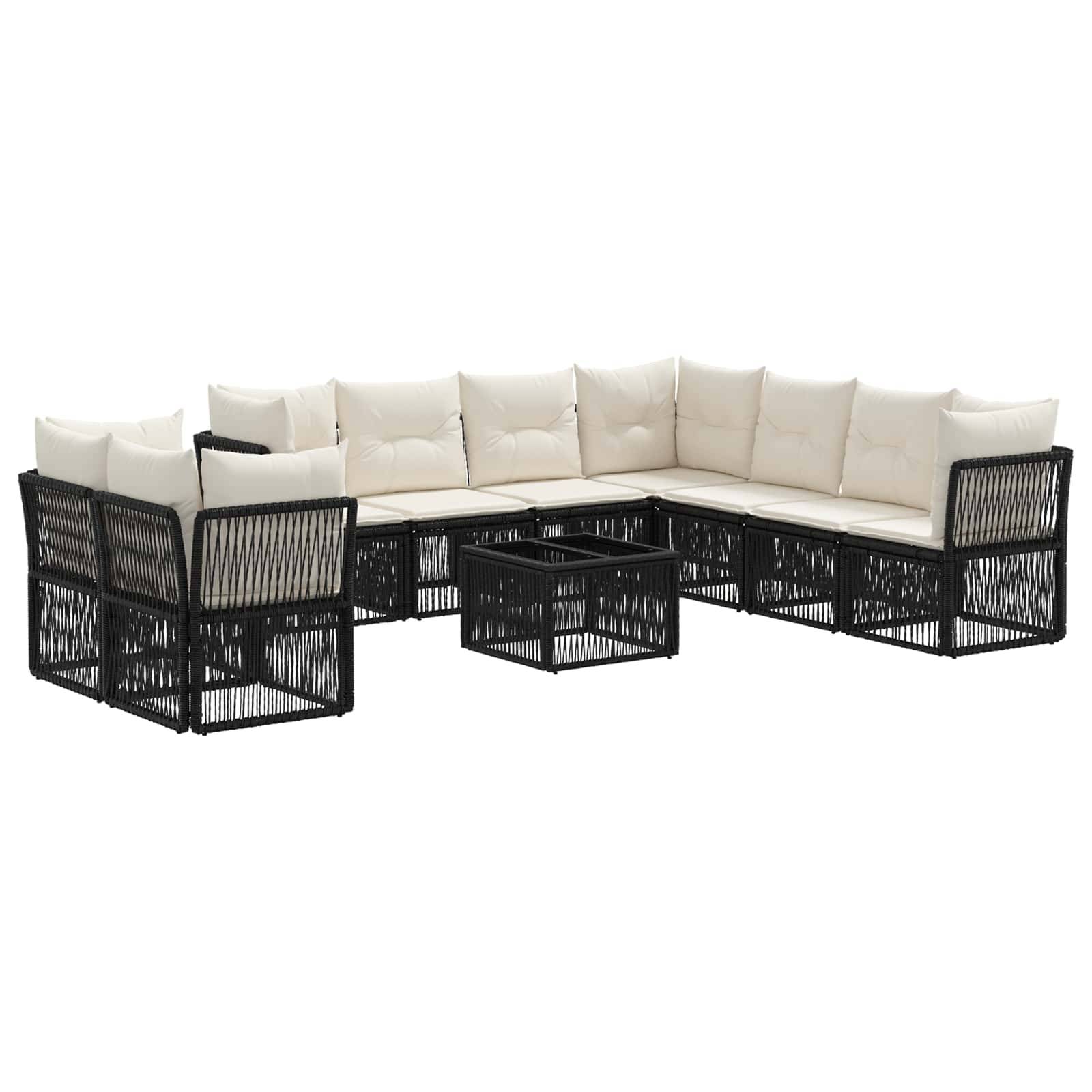vidaXL Gartensofa-set 10 pcs Schwarz Poly-Rattan