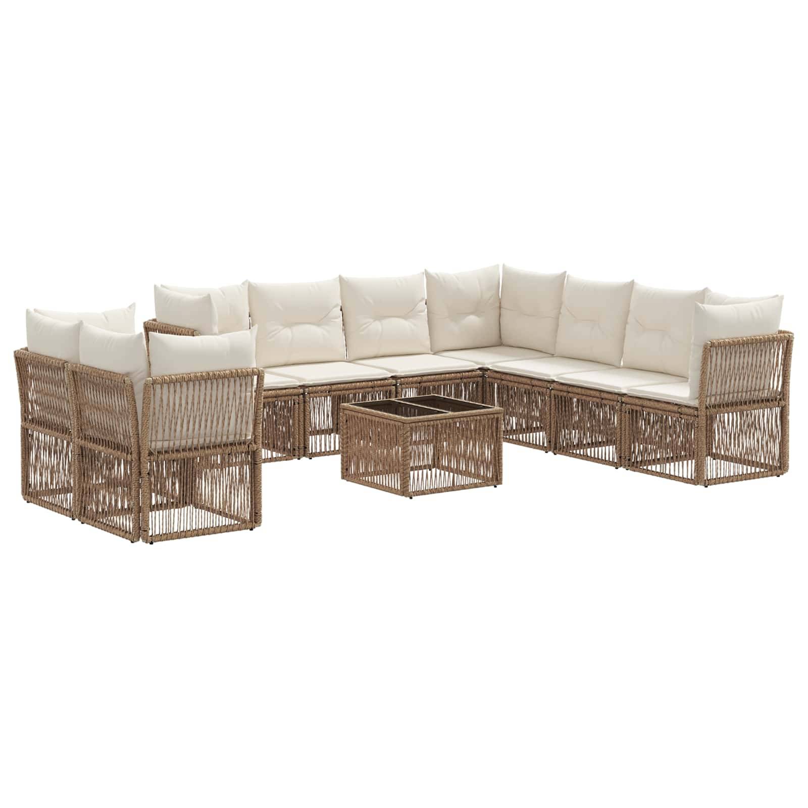 vidaXL Gartensofa-set 10 pcs Beige Poly-Rattan