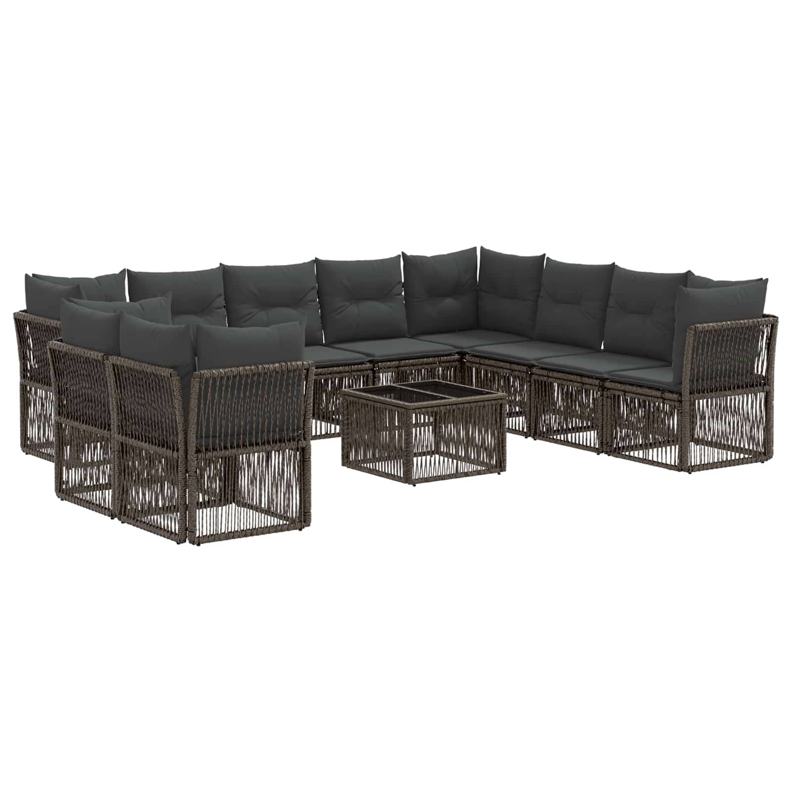 vidaXL Gartensofa-set 11 pcs Grau Poly-Rattan