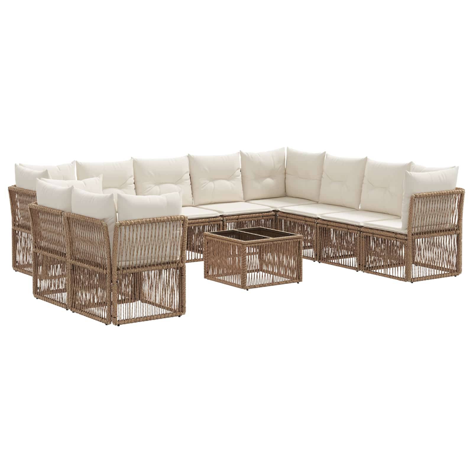 vidaXL Gartensofa-set 11 pcs Beige Poly-Rattan