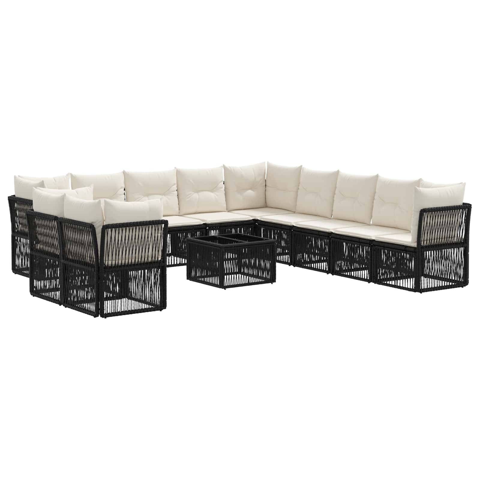 vidaXL Gartensofa-set 12 pcs Schwarz Poly-Rattan
