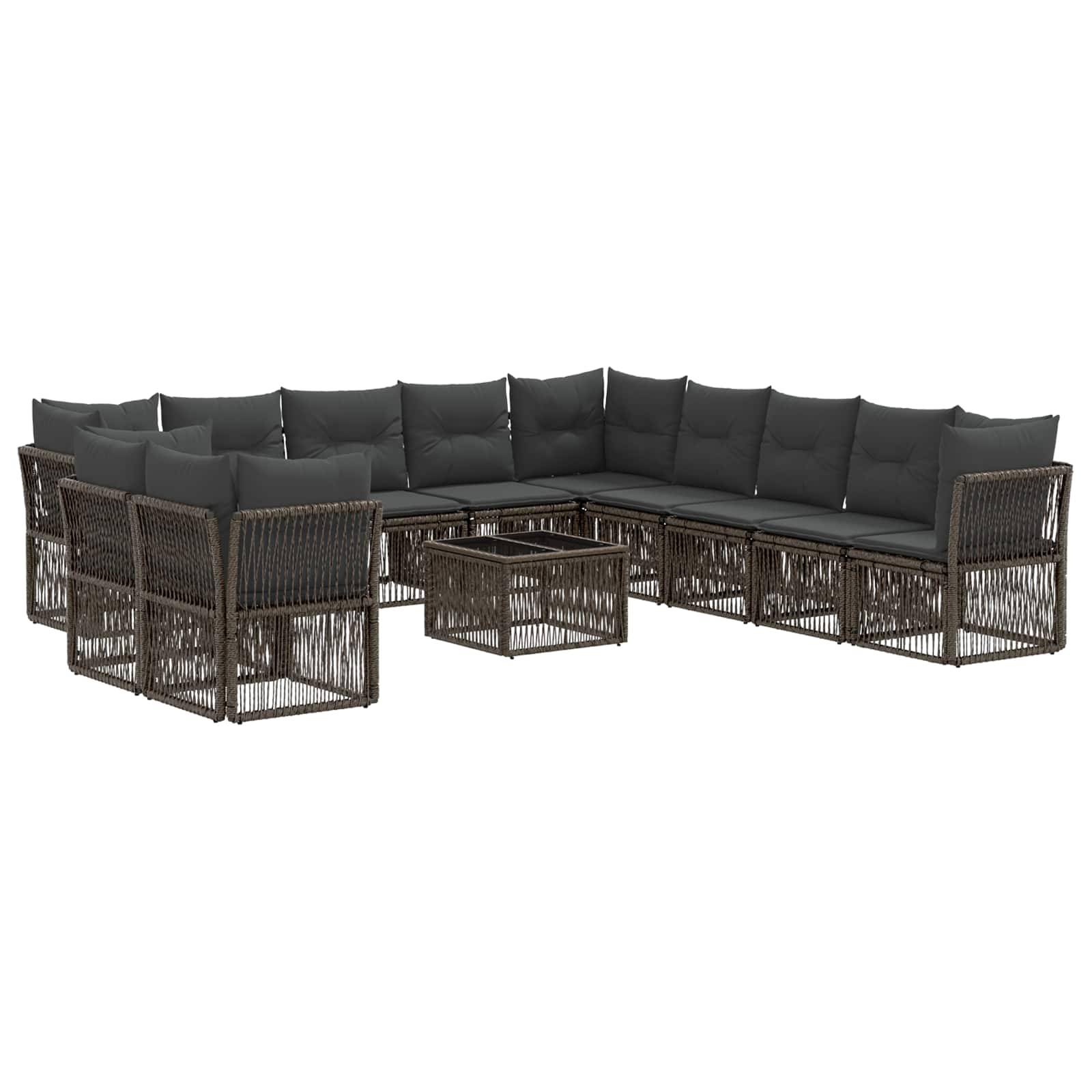 vidaXL Gartensofa-set 12 pcs Grau Poly-Rattan