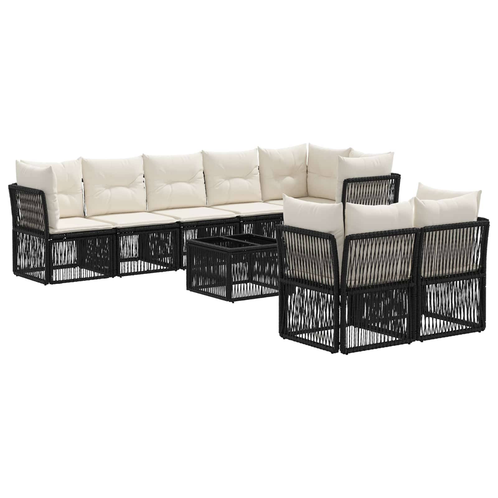 vidaXL Gartensofa-set 9 pcs Schwarz Poly-Rattan