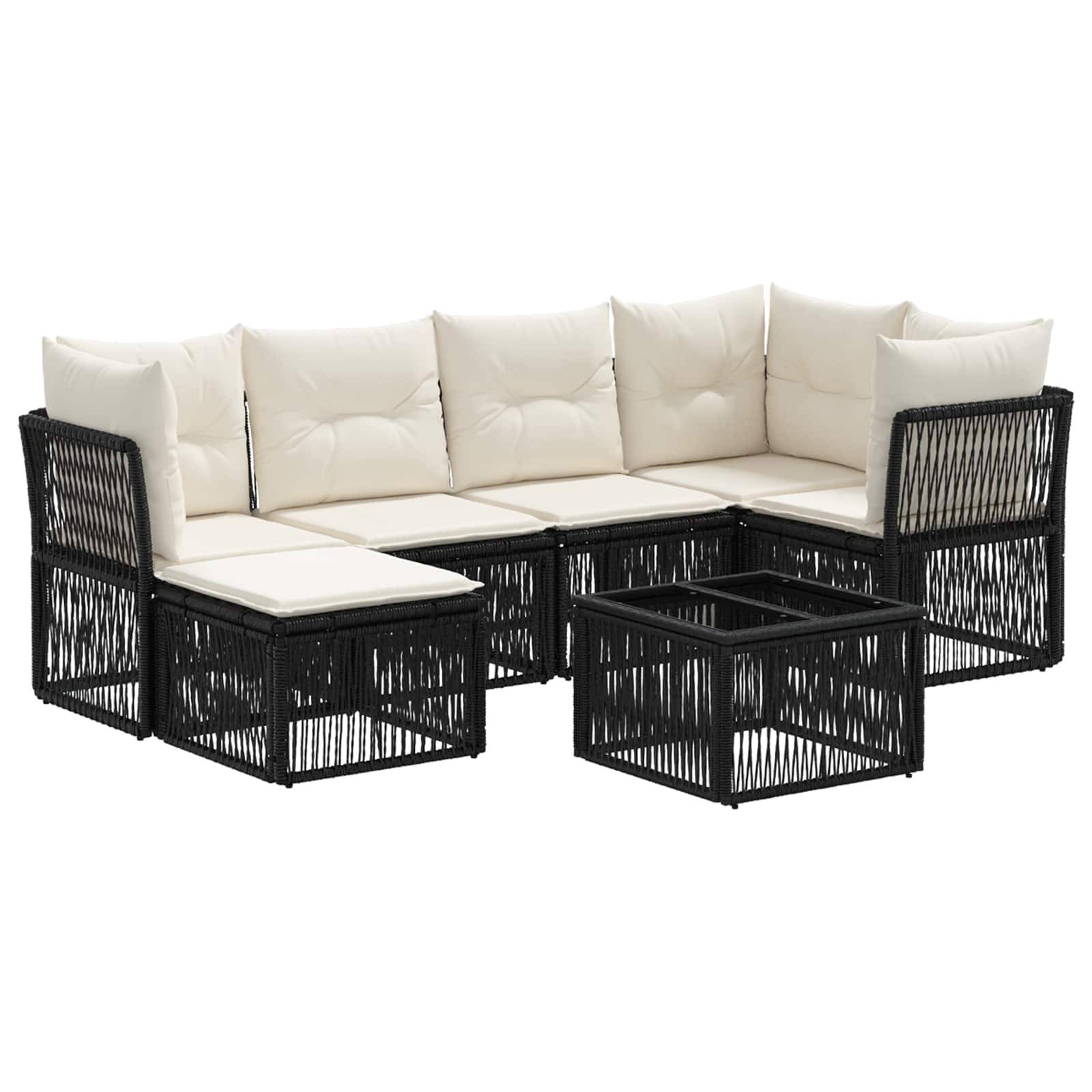 vidaXL Gartensofa-set 7 pcs Schwarz Poly-Rattan
