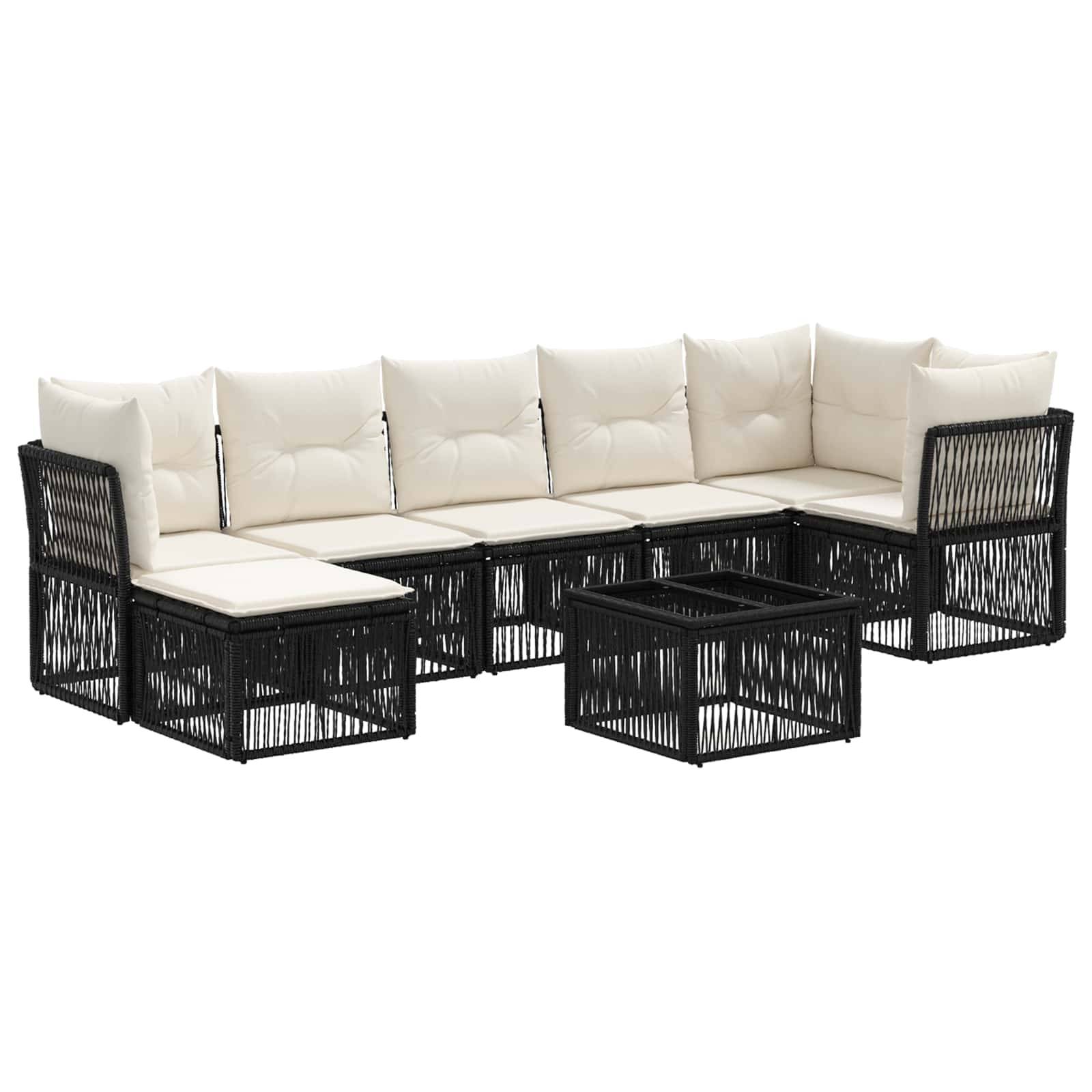 vidaXL Gartensofa-set 8 pcs Schwarz Poly-Rattan