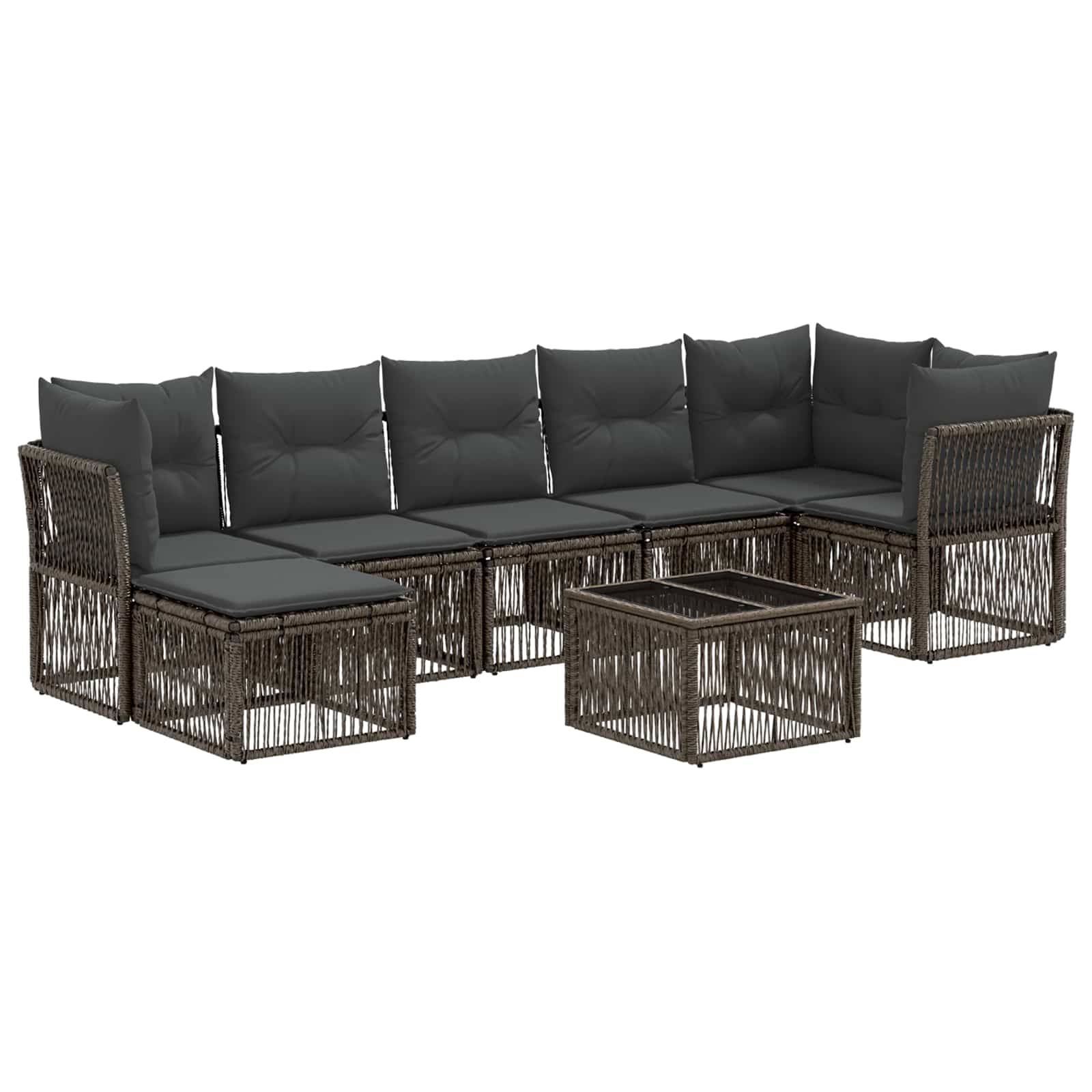 vidaXL Gartensofa-set 8 pcs Grau Poly-Rattan