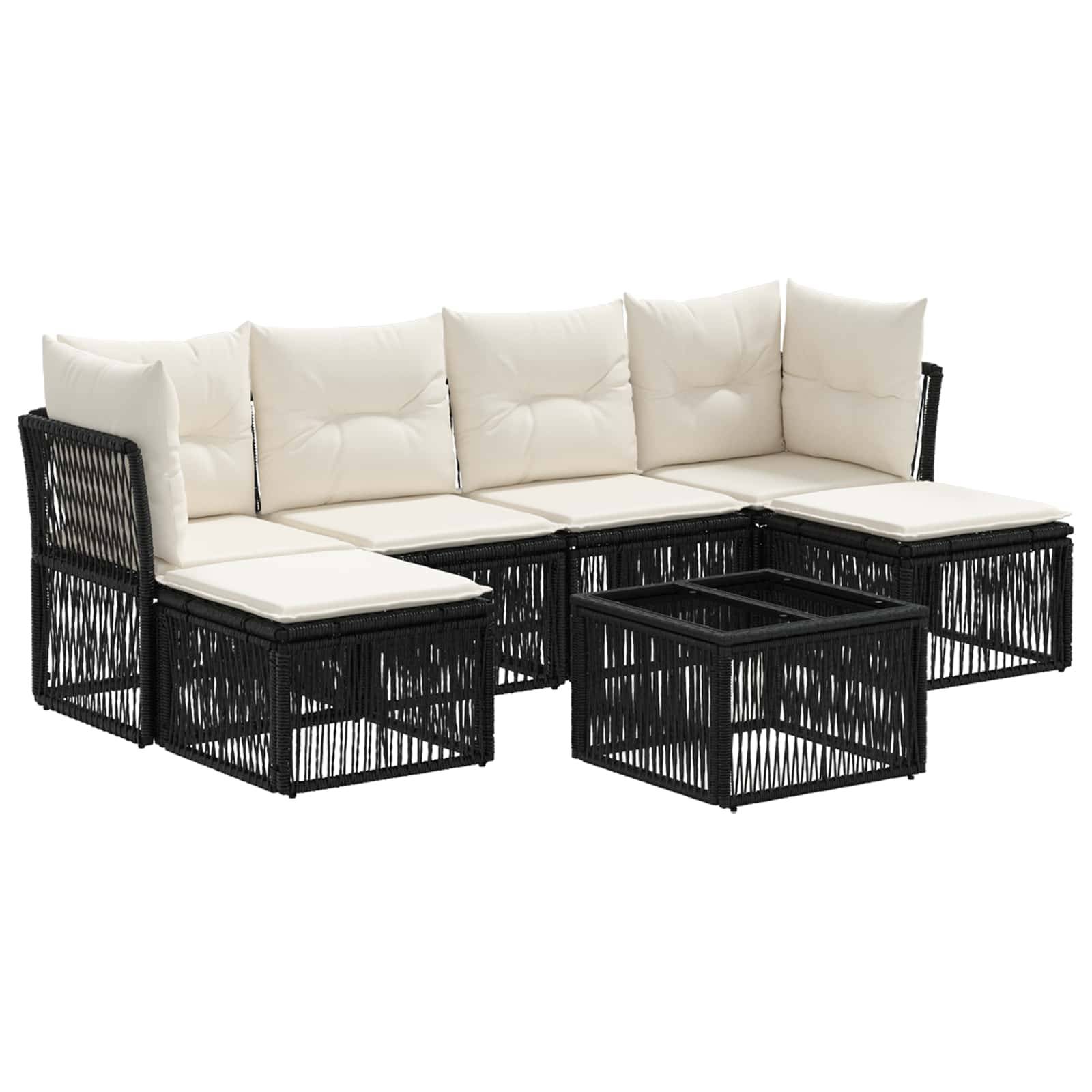 vidaXL Gartensofa-set 7 pcs Schwarz Poly-Rattan