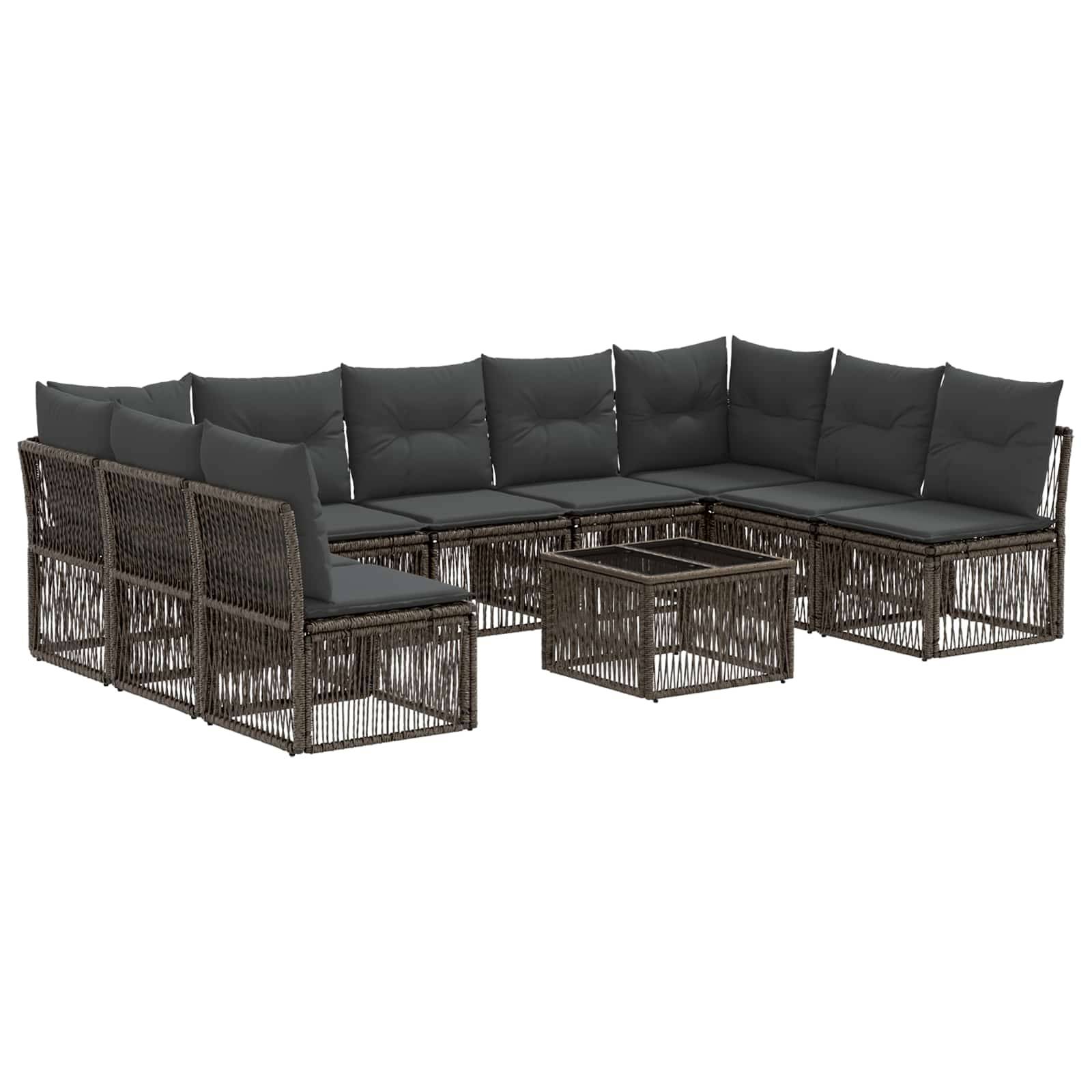 vidaXL Gartensofa-set 10 pcs Grau Poly-Rattan
