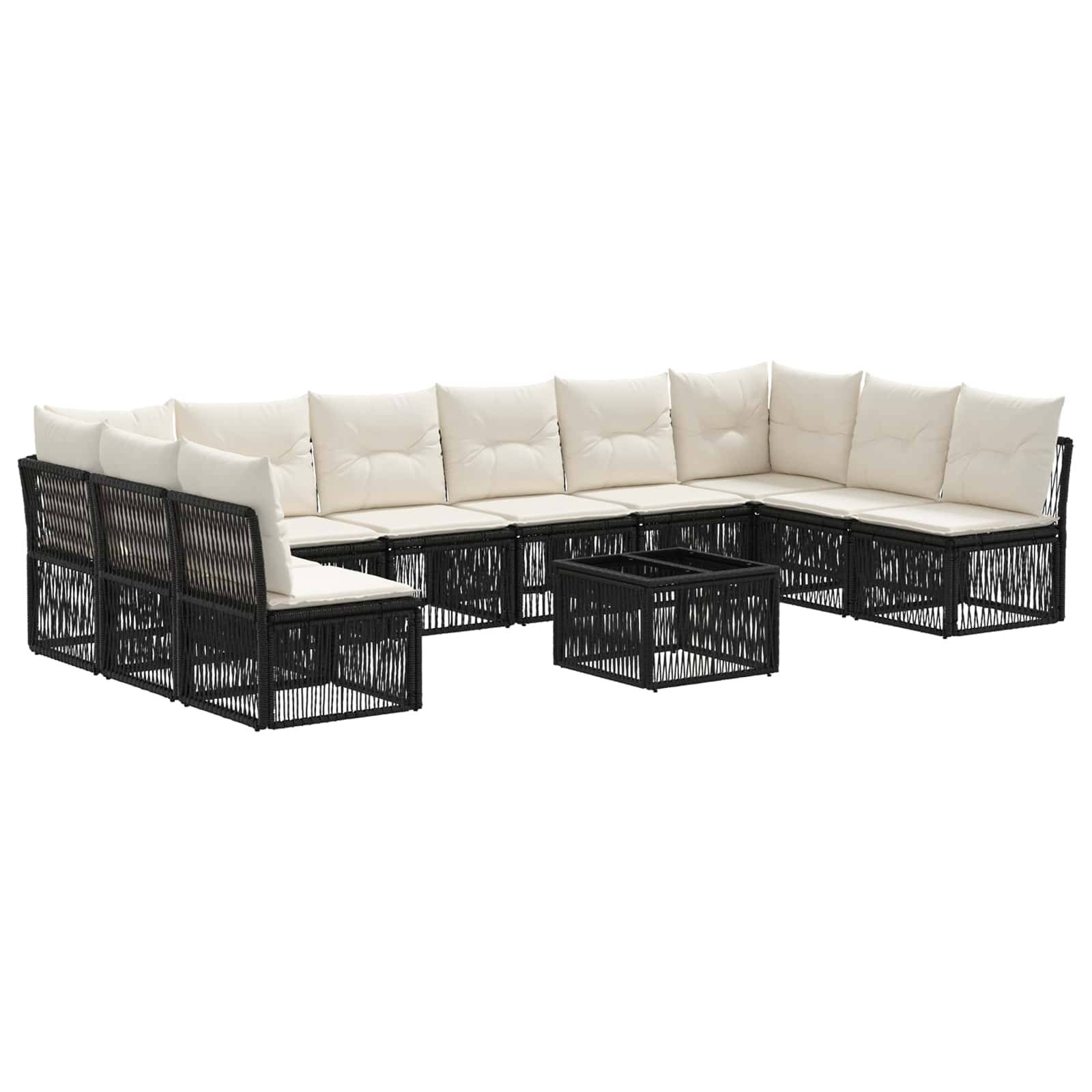 vidaXL Gartensofa-set 11 pcs Schwarz Poly-Rattan