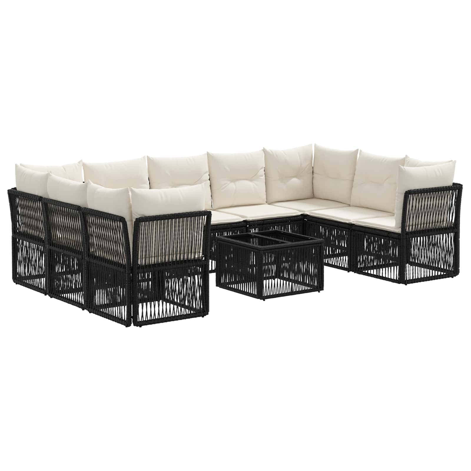 vidaXL Gartensofa-set 10 pcs Schwarz Poly-Rattan