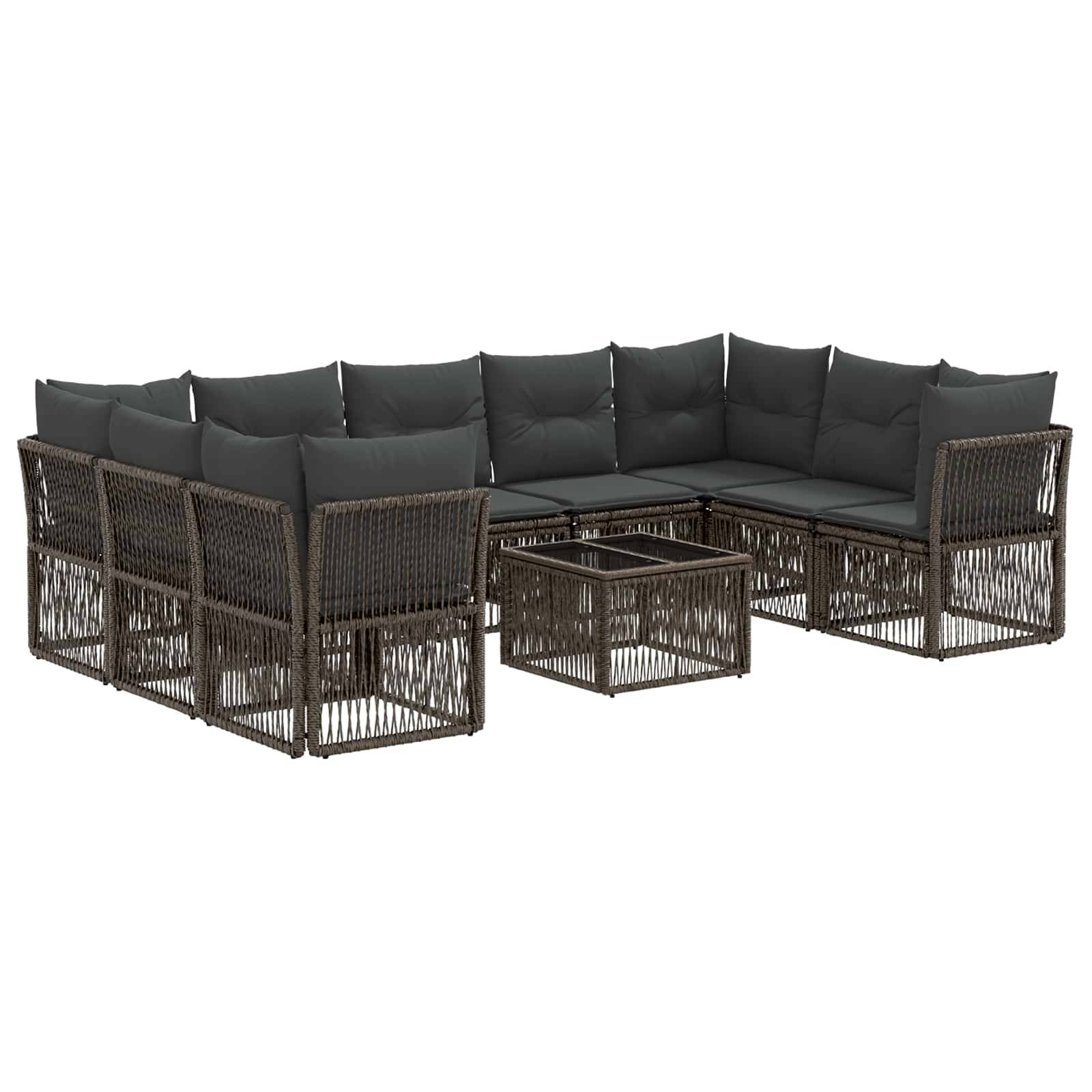 vidaXL Gartensofa-set 10 pcs Grau Poly-Rattan