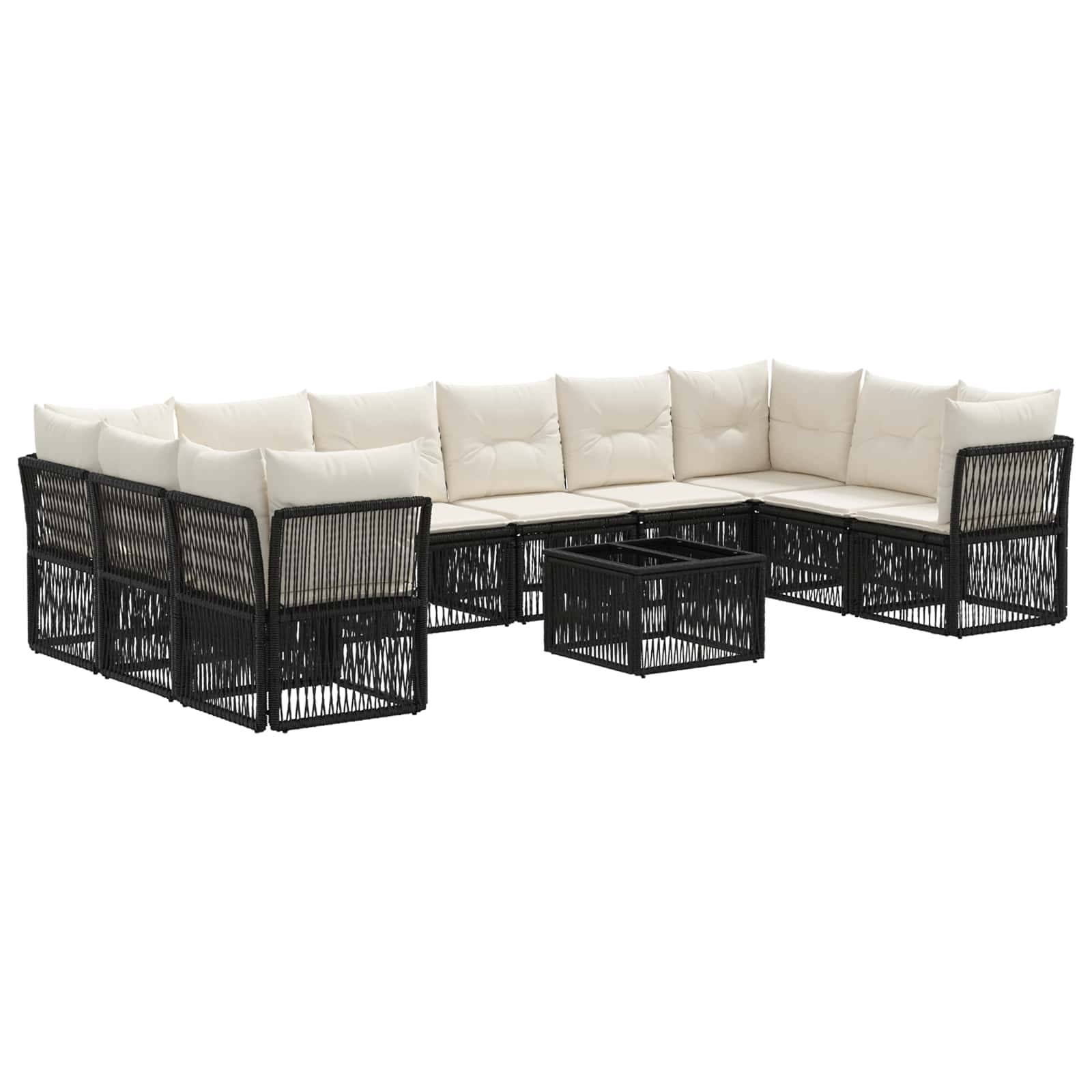 vidaXL Gartensofa-set 11 pcs Schwarz Poly-Rattan