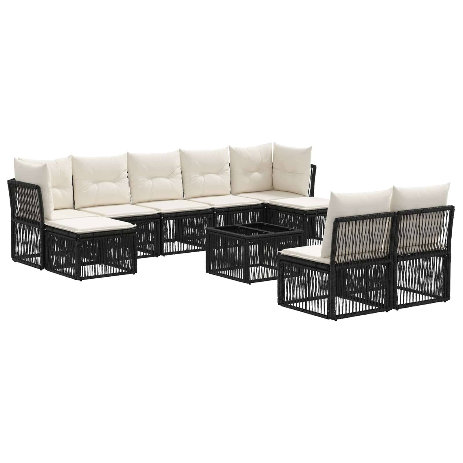 vidaXL Gartensofa-set 10 pcs Schwarz Poly-Rattan