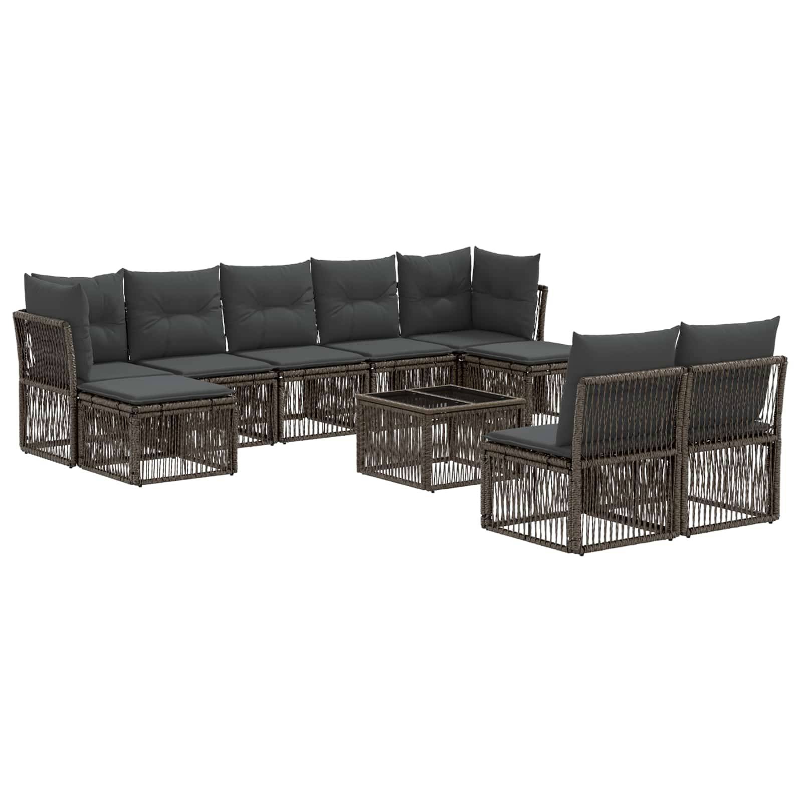 vidaXL Gartensofa-set 10 pcs Grau Poly-Rattan