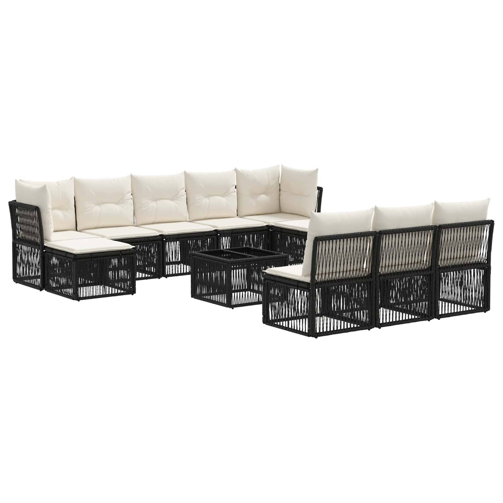 vidaXL Gartensofa-set 11 pcs Schwarz Poly-Rattan