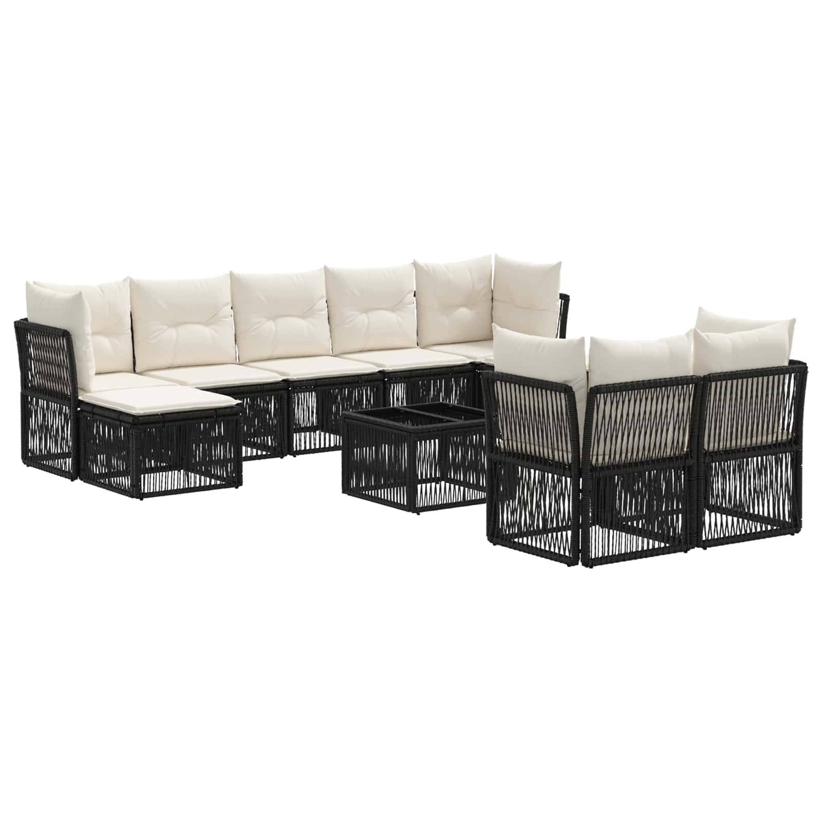 vidaXL Gartensofa-set 10 pcs Schwarz Poly-Rattan
