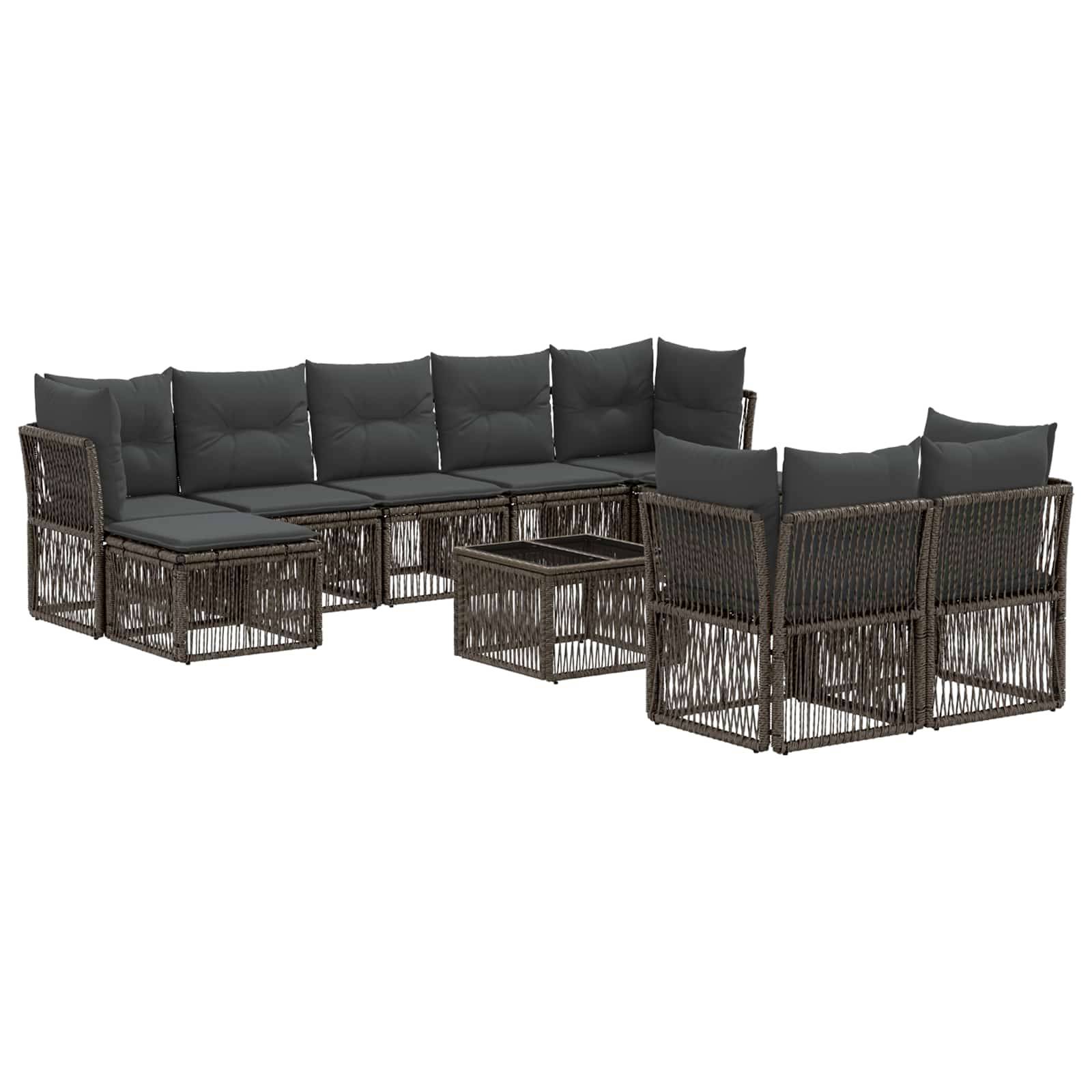 vidaXL Gartensofa-set 10 pcs Grau Poly-Rattan