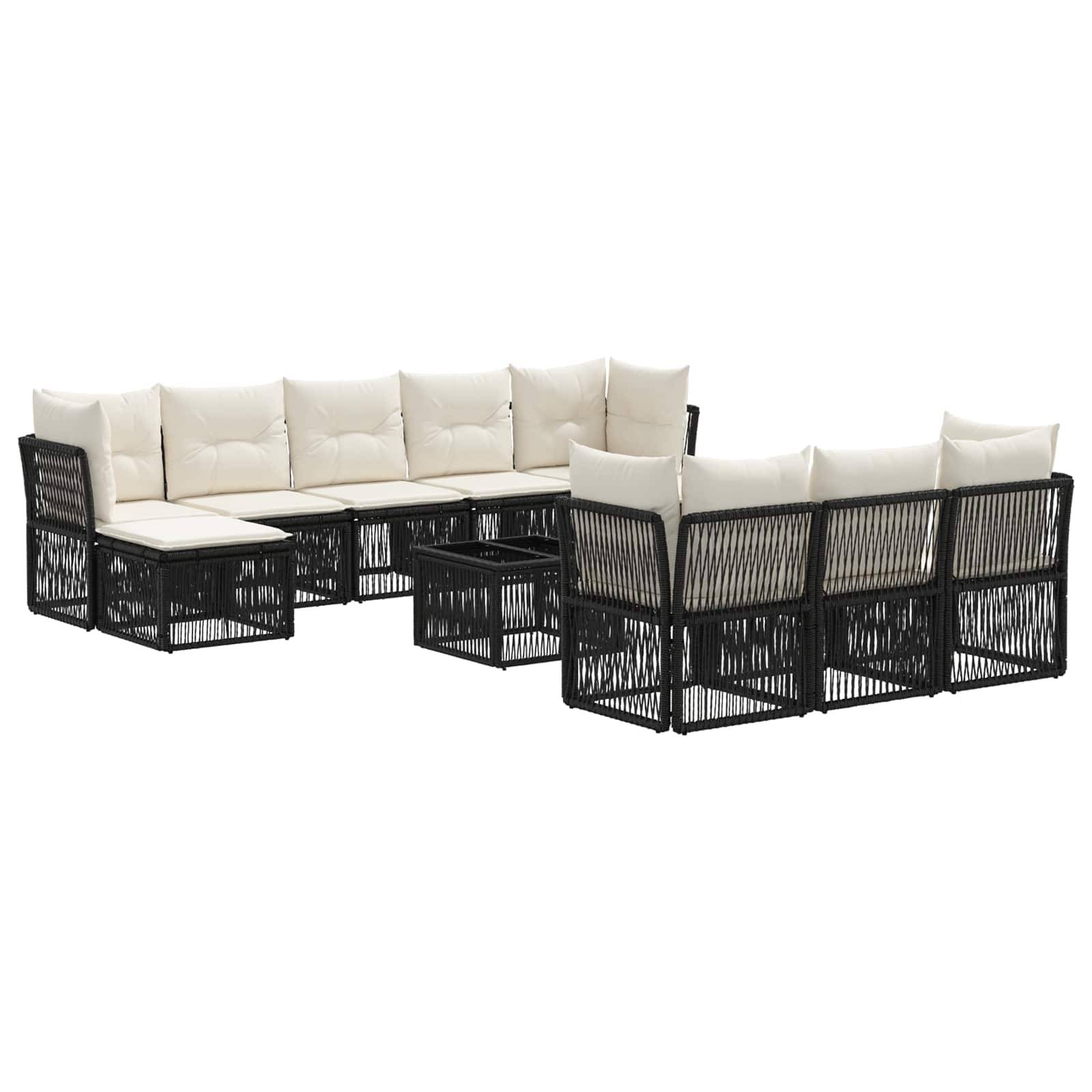 vidaXL Gartensofa-set 11 pcs Schwarz Poly-Rattan