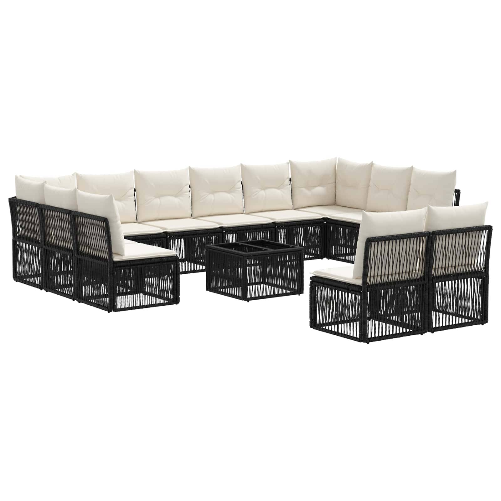 vidaXL Gartensofa-set 13 pcs Schwarz Poly-Rattan