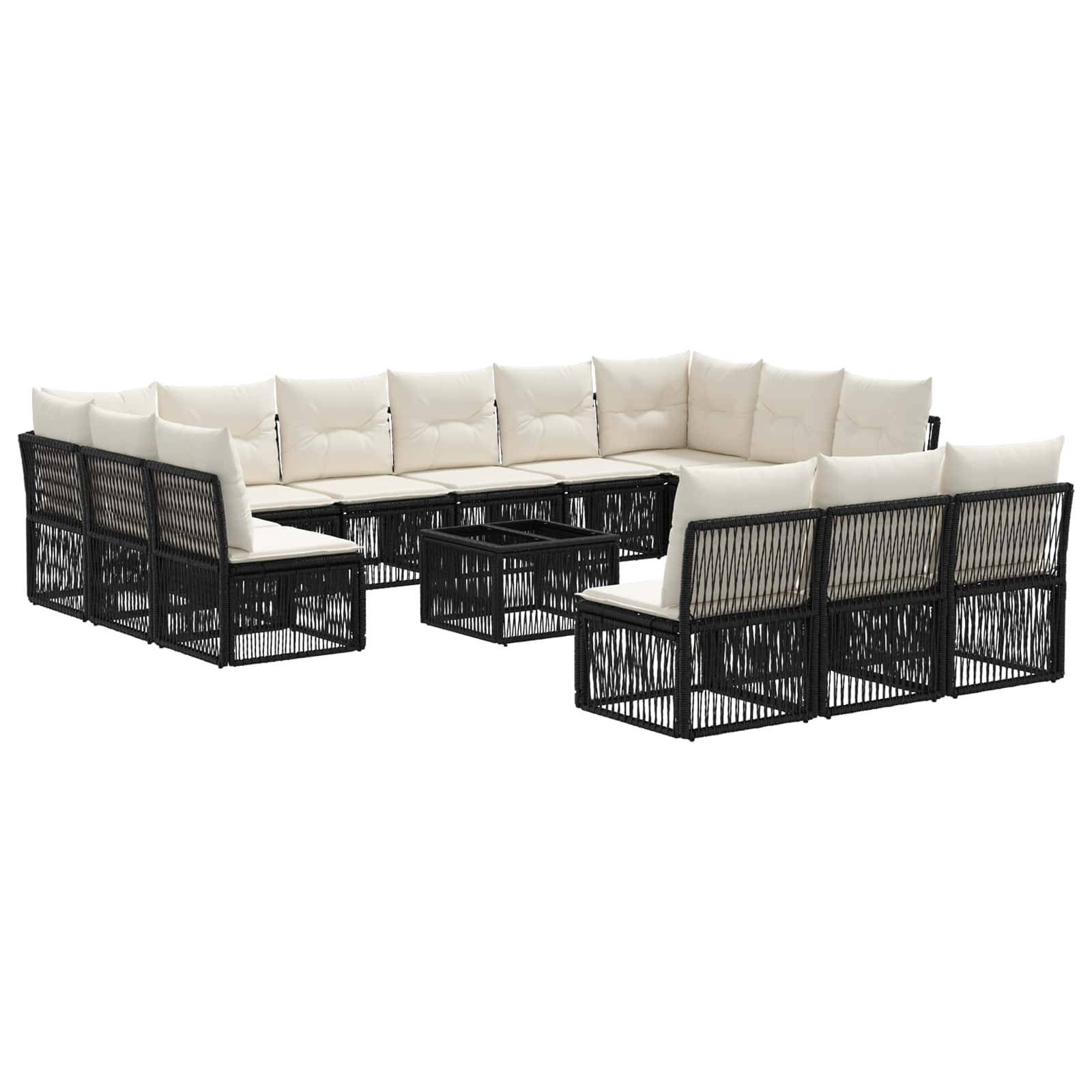 vidaXL Gartensofa-set 14 pcs Schwarz Poly-Rattan