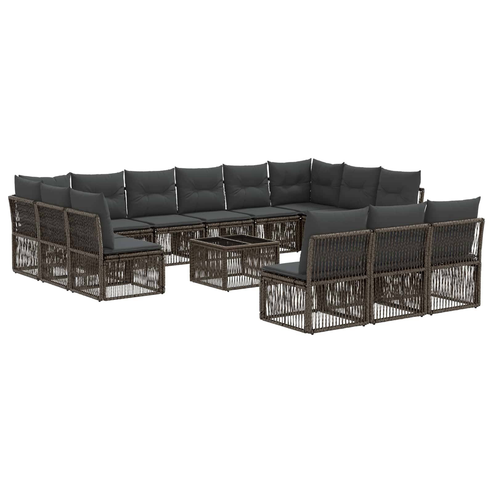 vidaXL Gartensofa-set 14 pcs Grau Poly-Rattan
