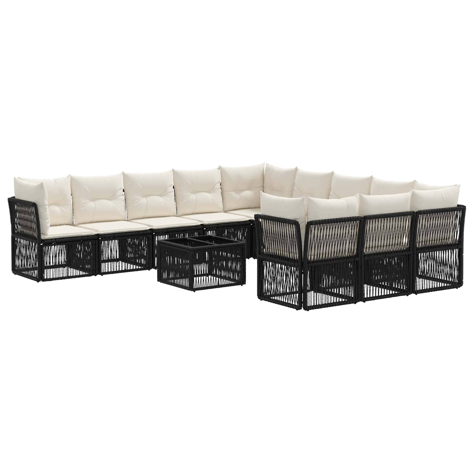 vidaXL Gartensofa-set 12 pcs Schwarz Poly-Rattan
