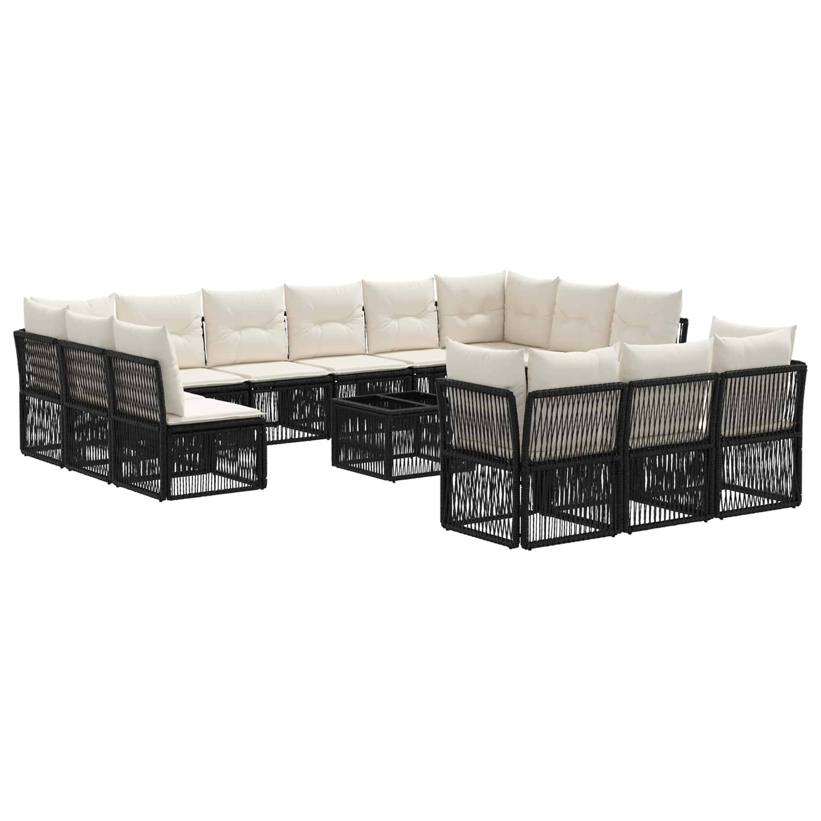 vidaXL Gartensofa-set 14 pcs Schwarz Poly-Rattan
