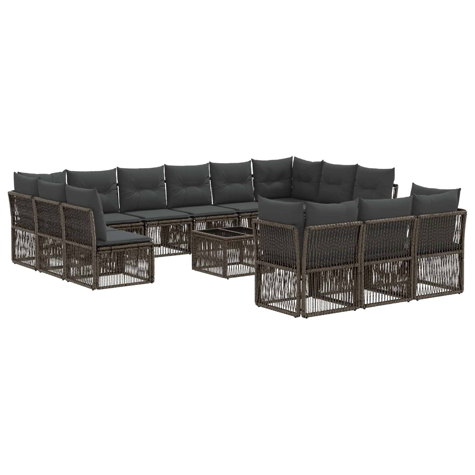 vidaXL Gartensofa-set 14 pcs Grau Poly-Rattan