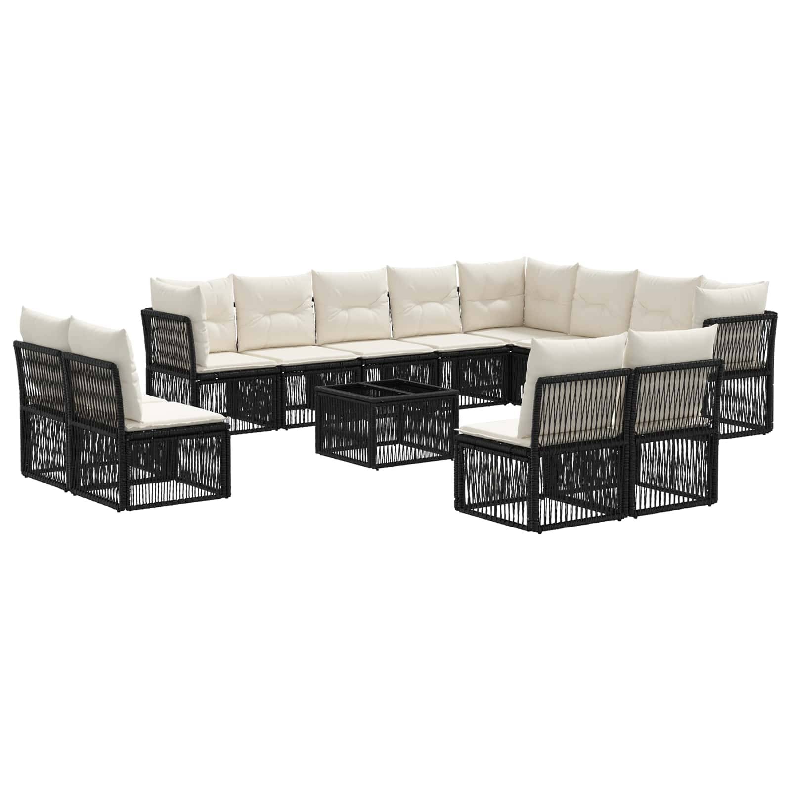 vidaXL Gartensofa-set 13 pcs Schwarz Poly-Rattan