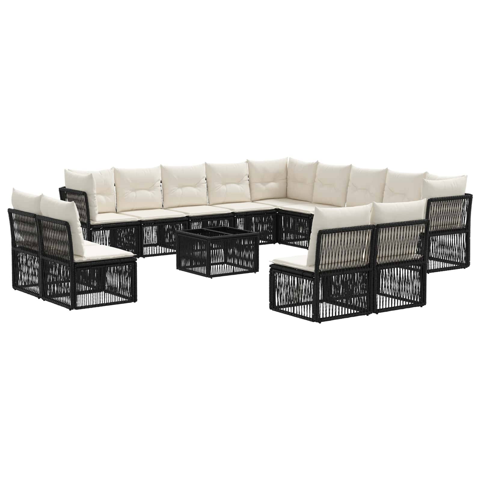 vidaXL Gartensofa-set 14 pcs Schwarz Poly-Rattan