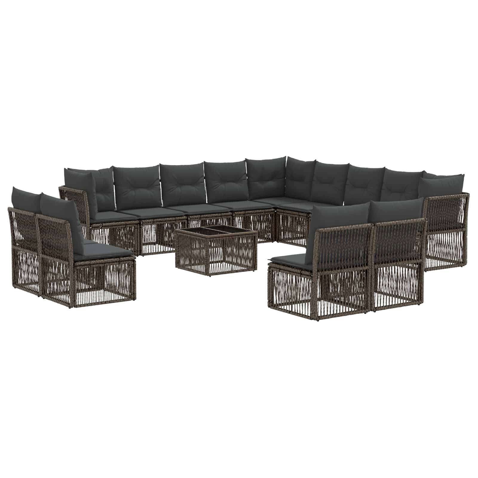 vidaXL Gartensofa-set 14 pcs Grau Poly-Rattan