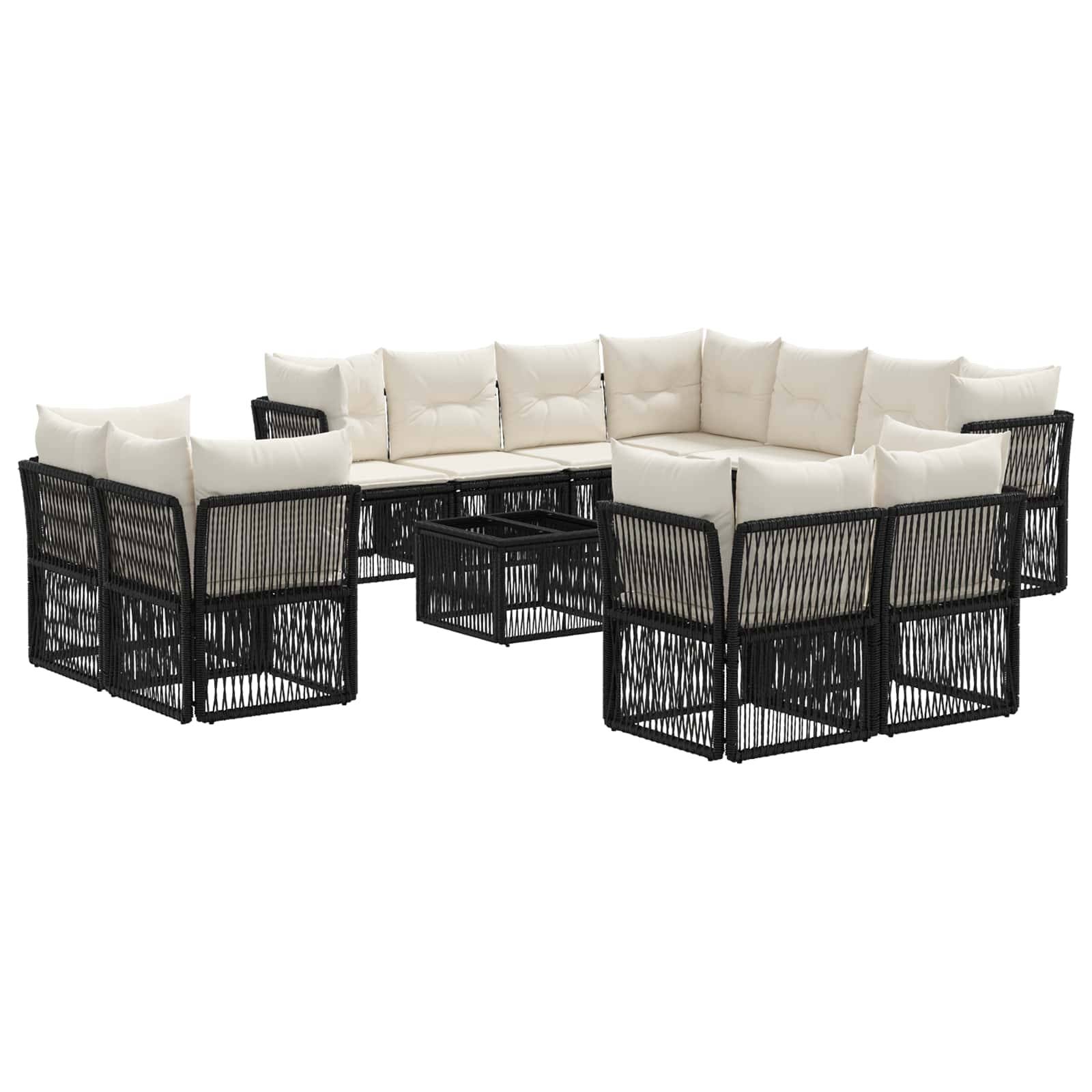 vidaXL Gartensofa-set 12 pcs Schwarz Poly-Rattan
