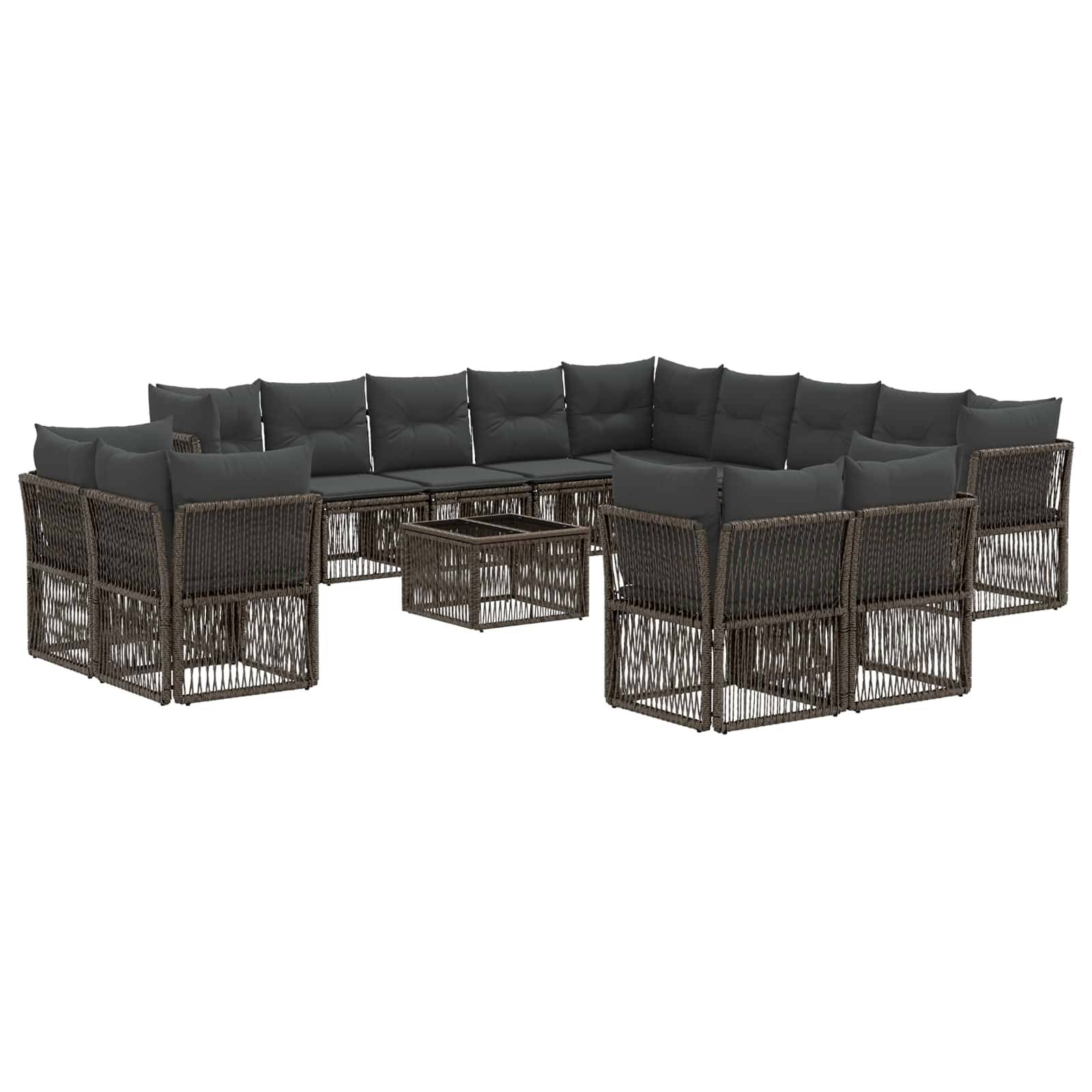 vidaXL Gartensofa-set 14 pcs Grau Poly-Rattan
