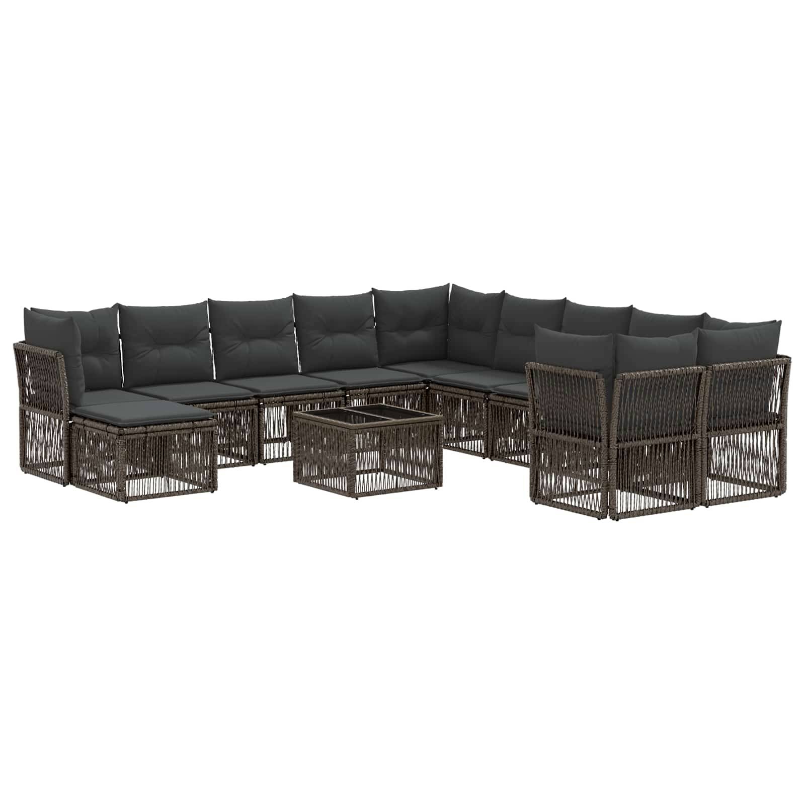 vidaXL Gartensofa-set 12 pcs Grau Poly-Rattan