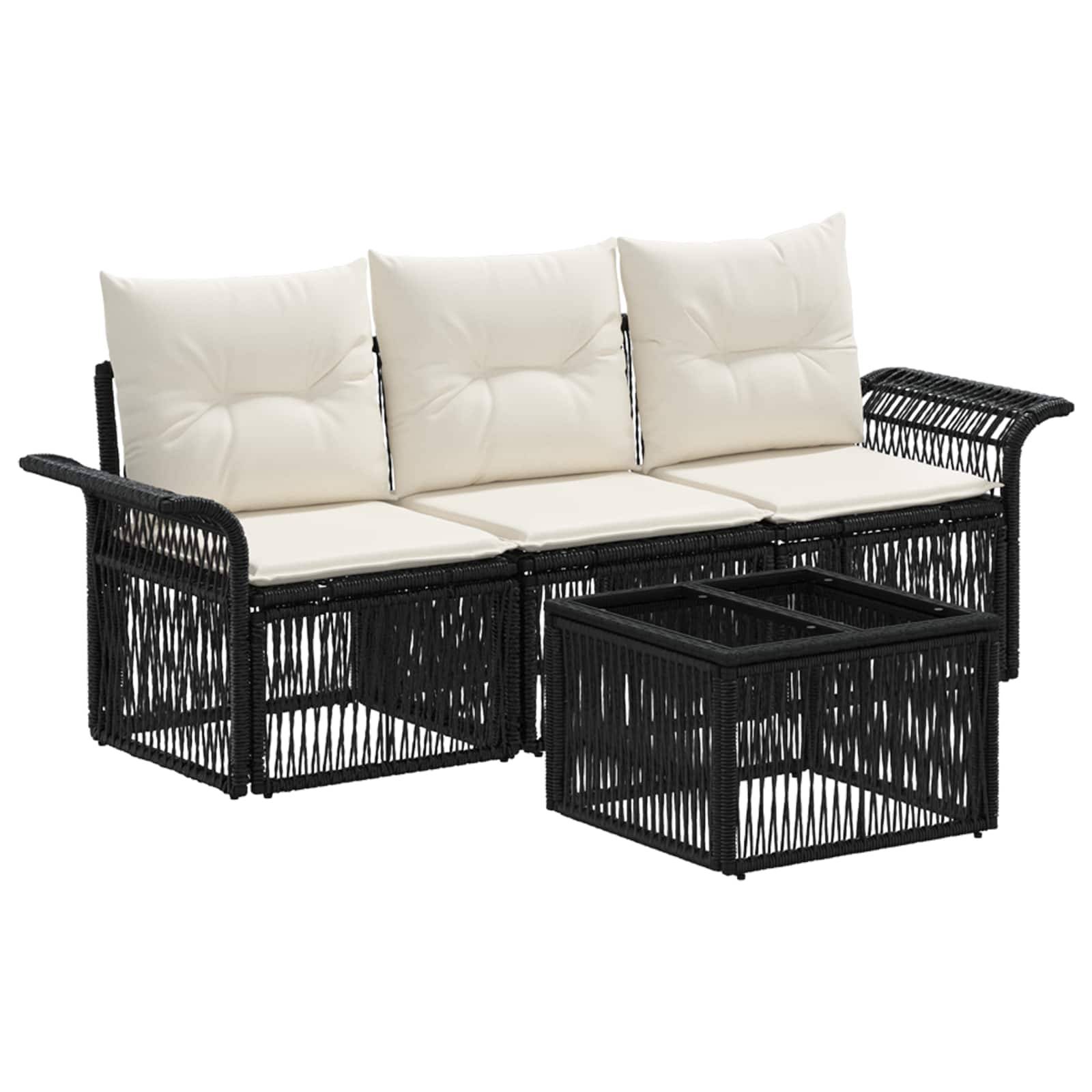 vidaXL Gartensofa-set 4 pcs Schwarz Poly-Rattan