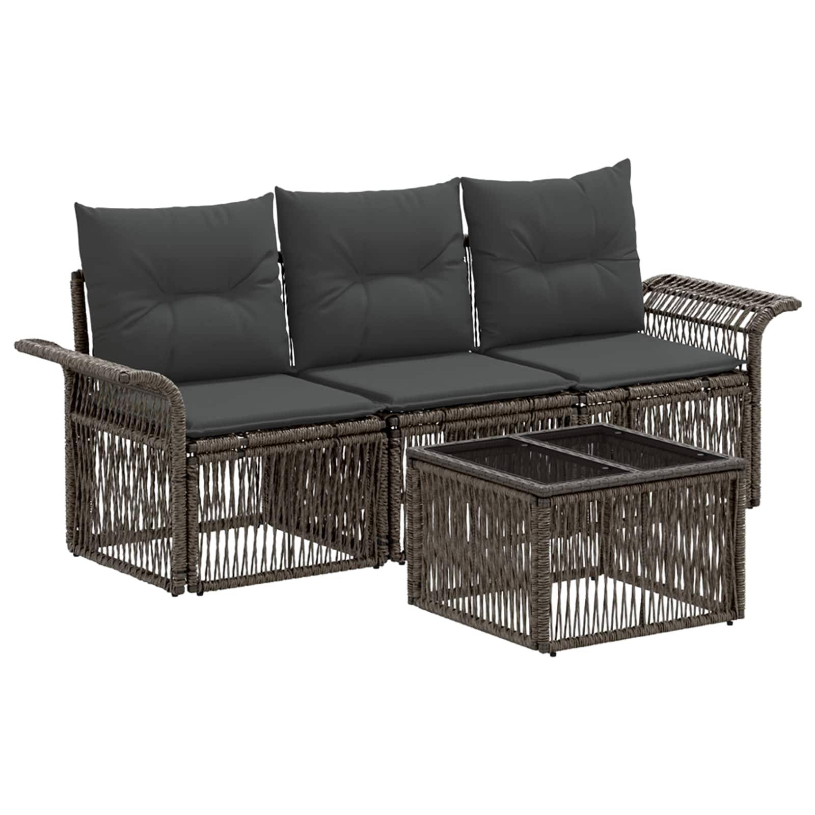 vidaXL Gartensofa-set 4 pcs Grau Poly-Rattan