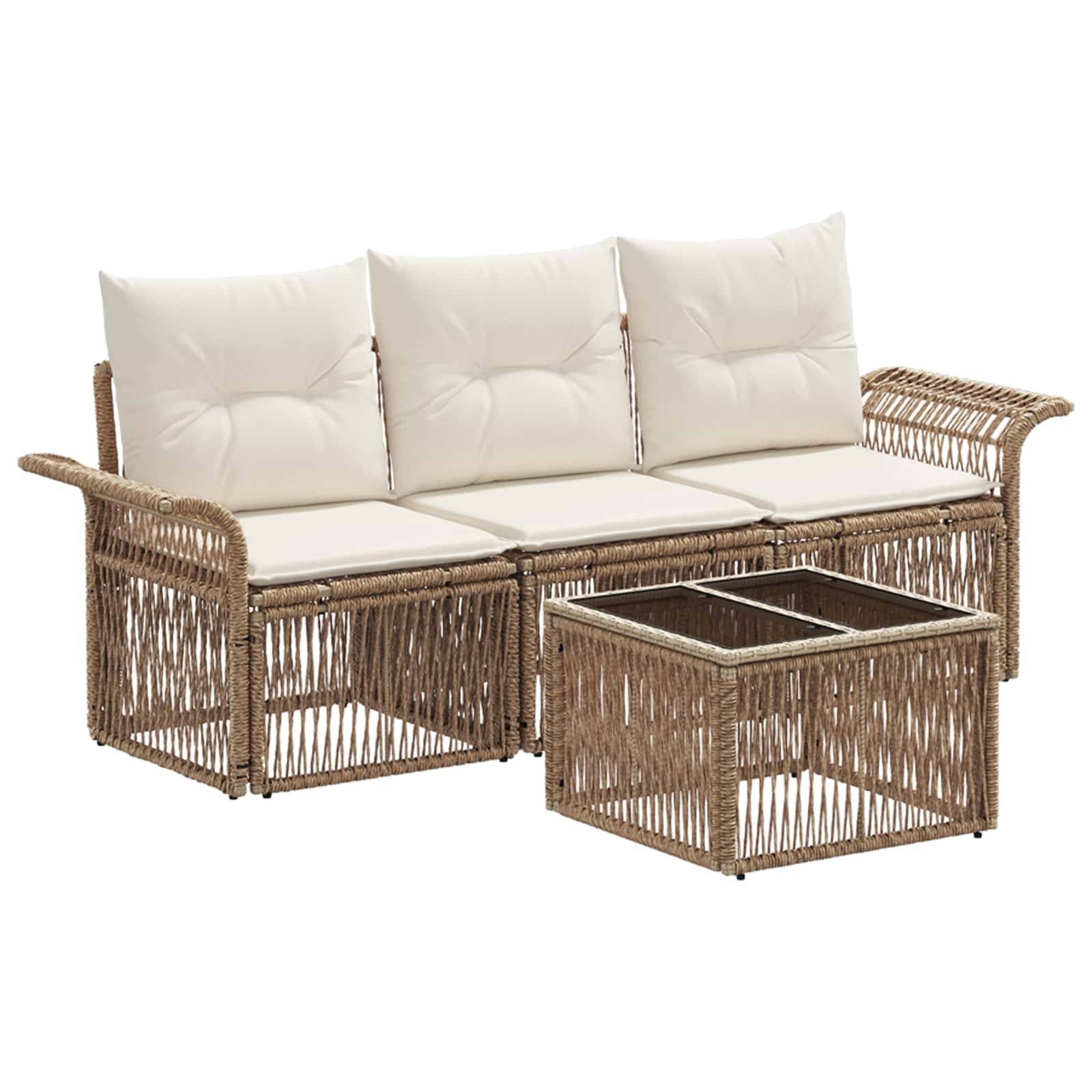 vidaXL Gartensofa-set 4 pcs Beige Poly-Rattan